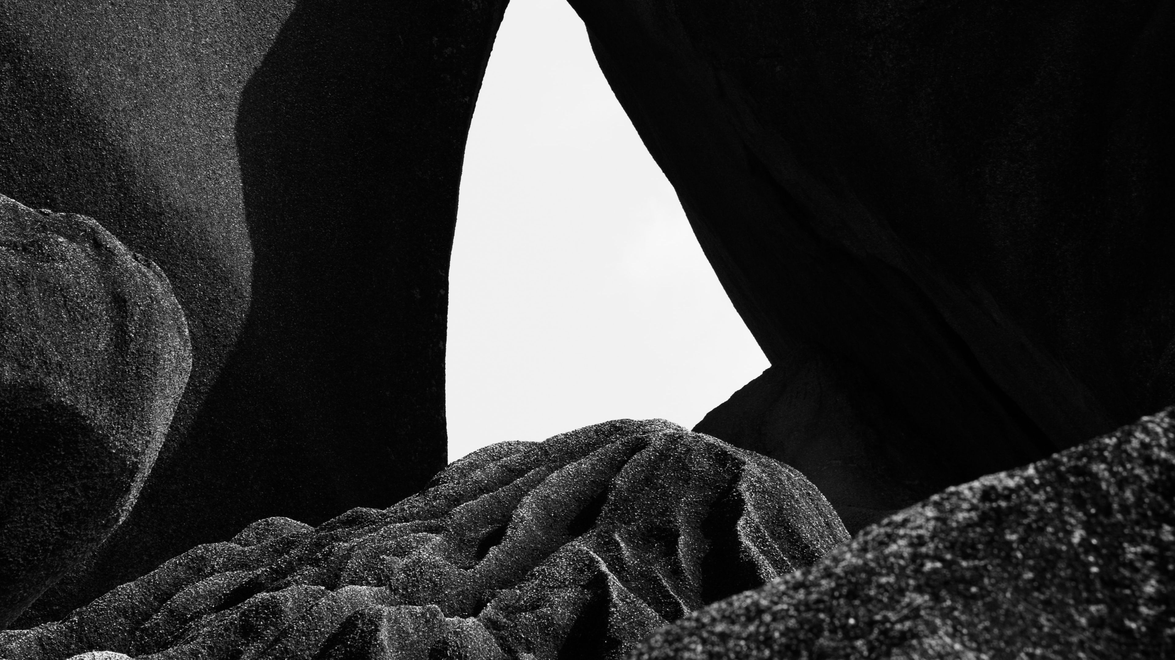 rocks, stones, bw, gray, 4k, HD Wallpaper