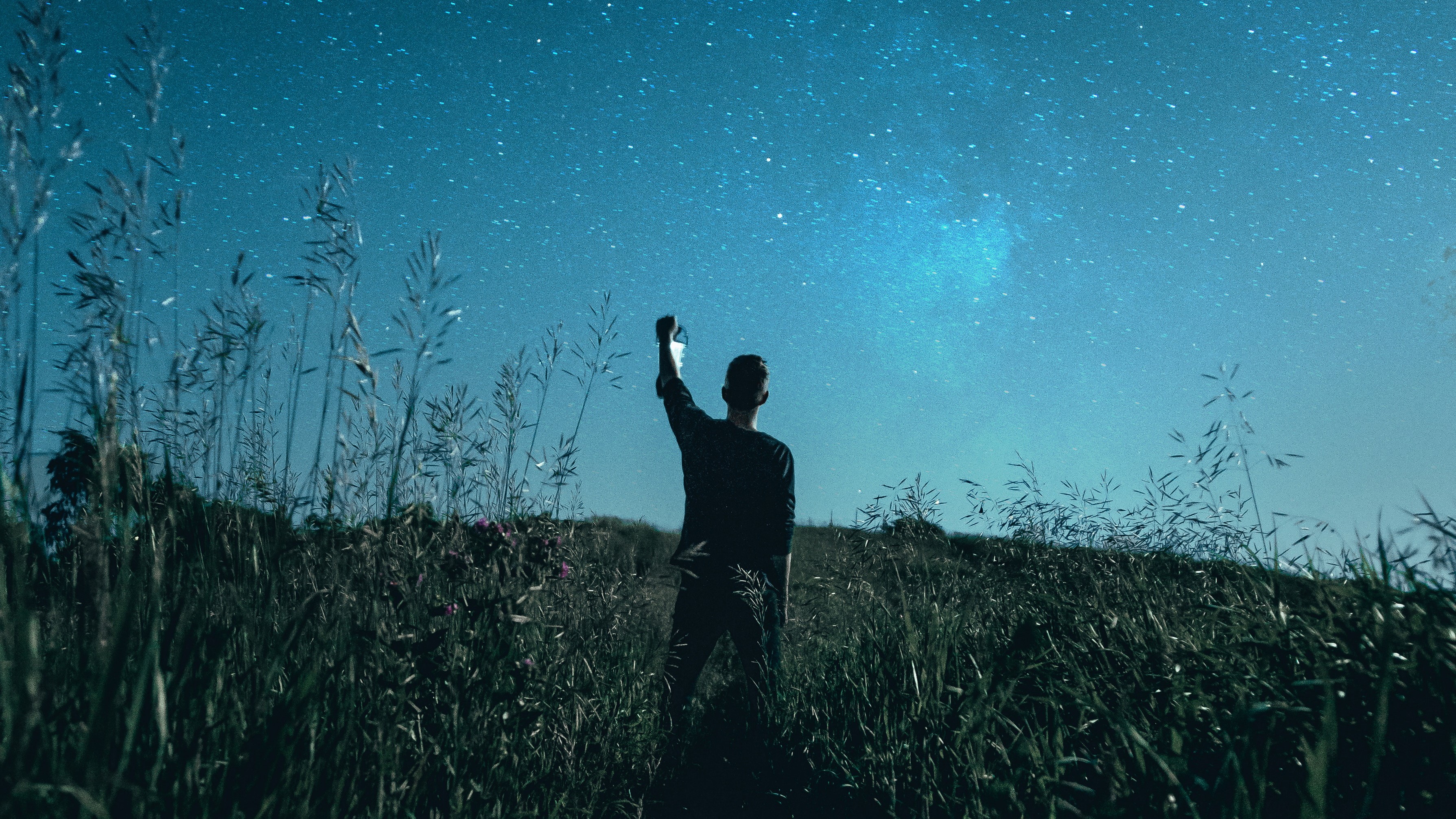 lantern, photography, hd, forest, hd, 4k, dusk, dawn, stars, alone, HD Wallpaper
