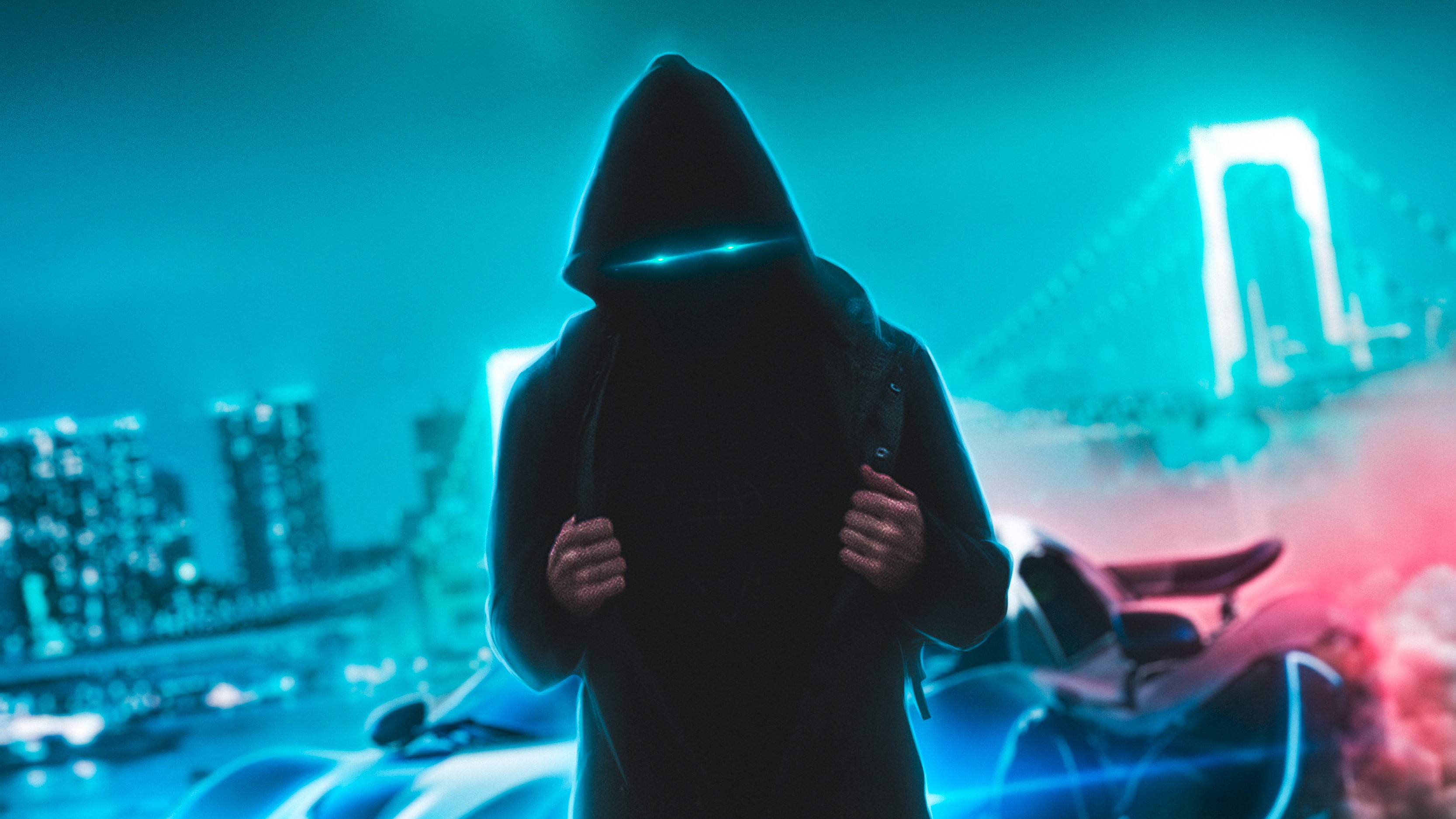 artist, artwork, hd, 4k, neon, cars, HD Wallpaper