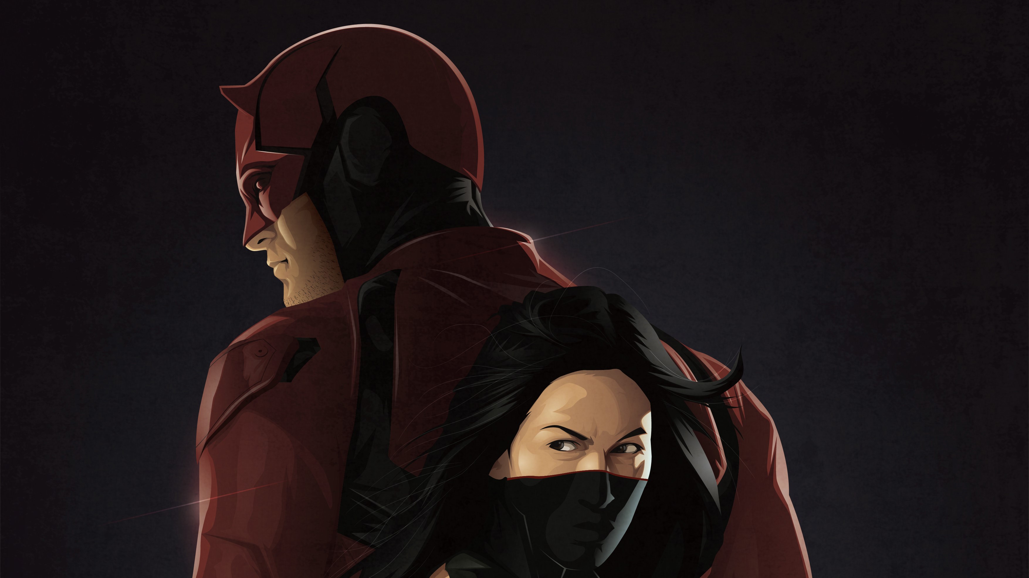 daredevil, hd, superheroes, artwork, behance, elektra, HD Wallpaper