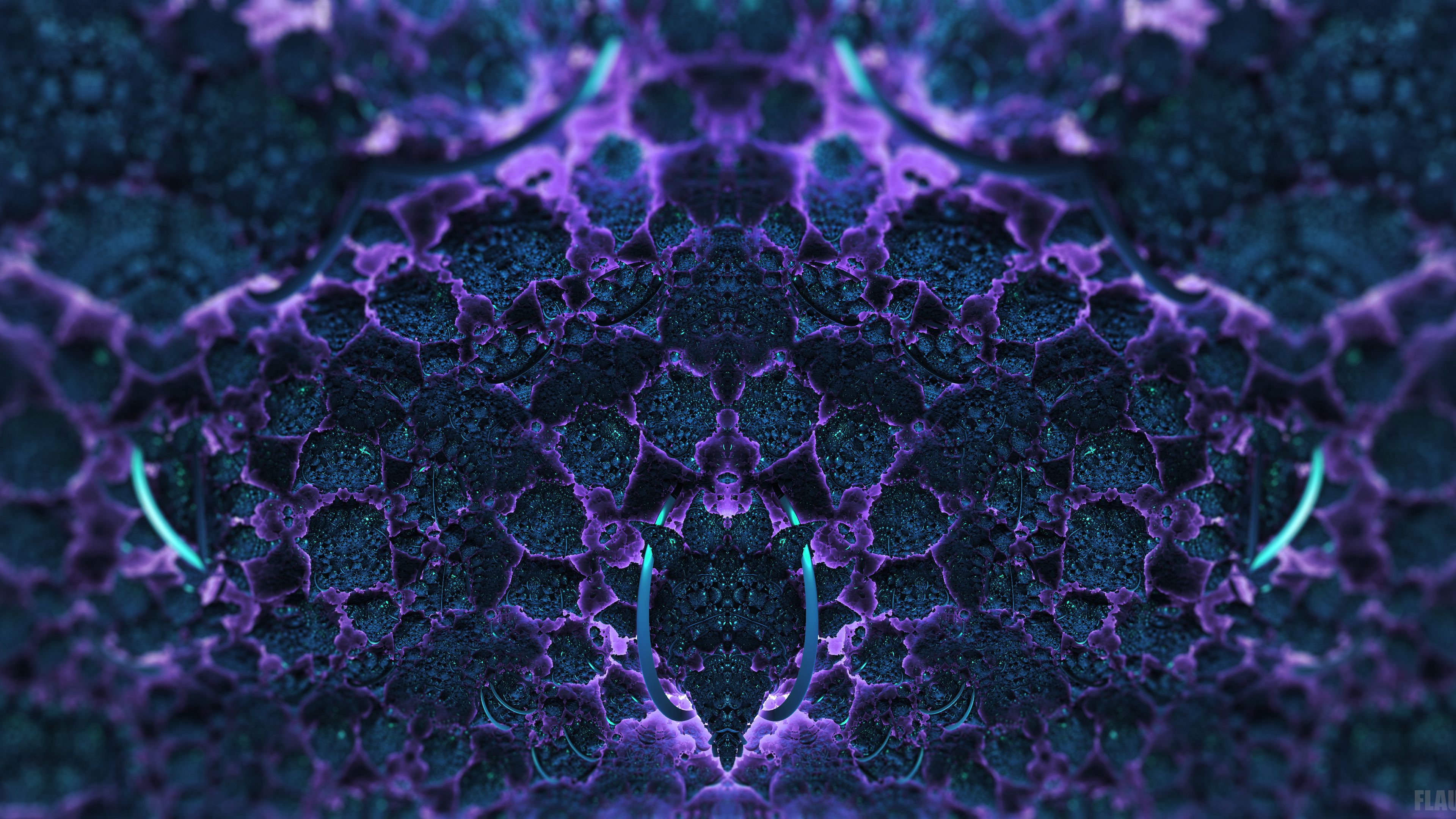 fractal, structure, 3d, purple, abstraction, 4k, HD Wallpaper
