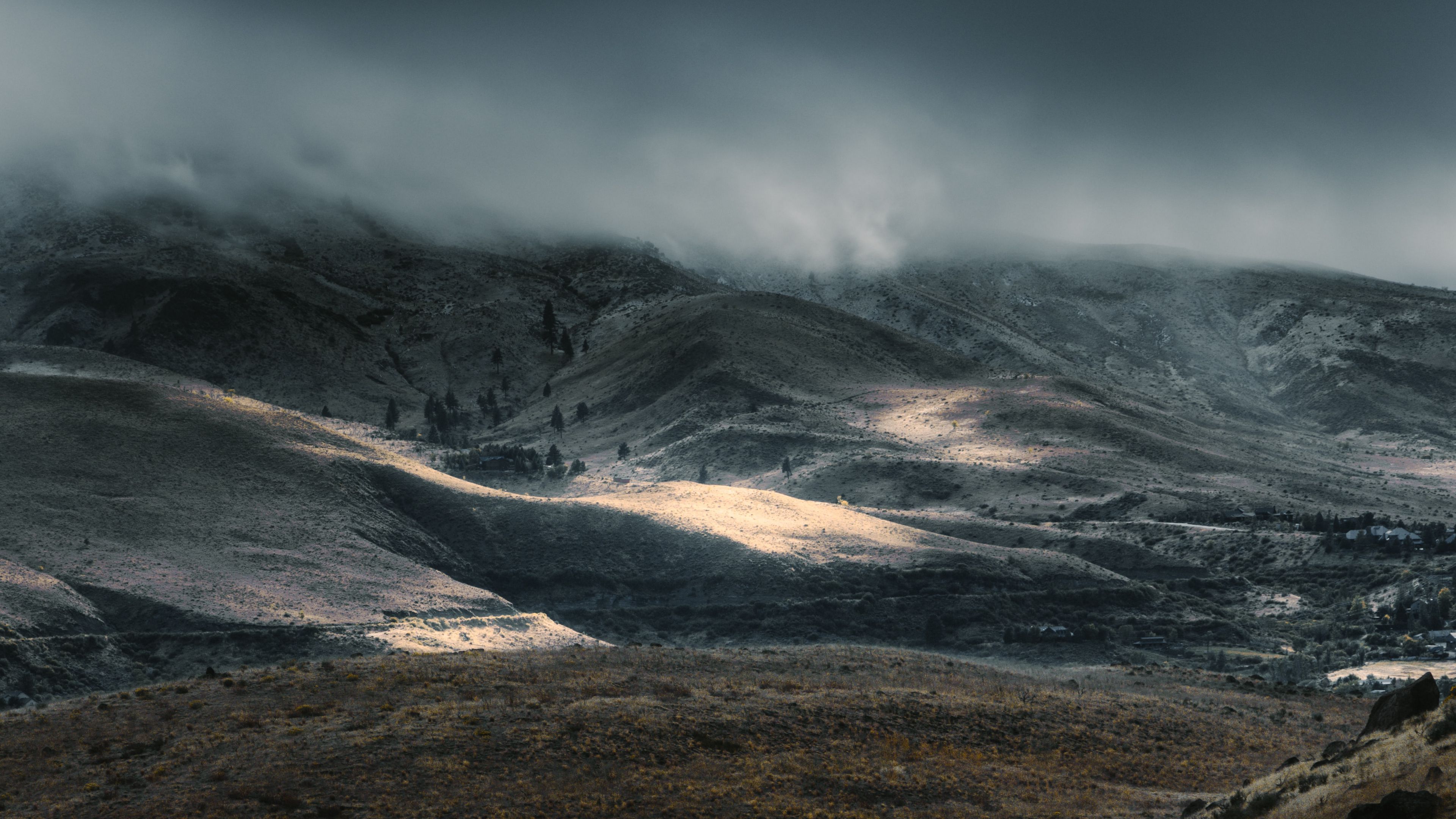 hills, relief, clouds, nature, landscape, 4k, HD Wallpaper
