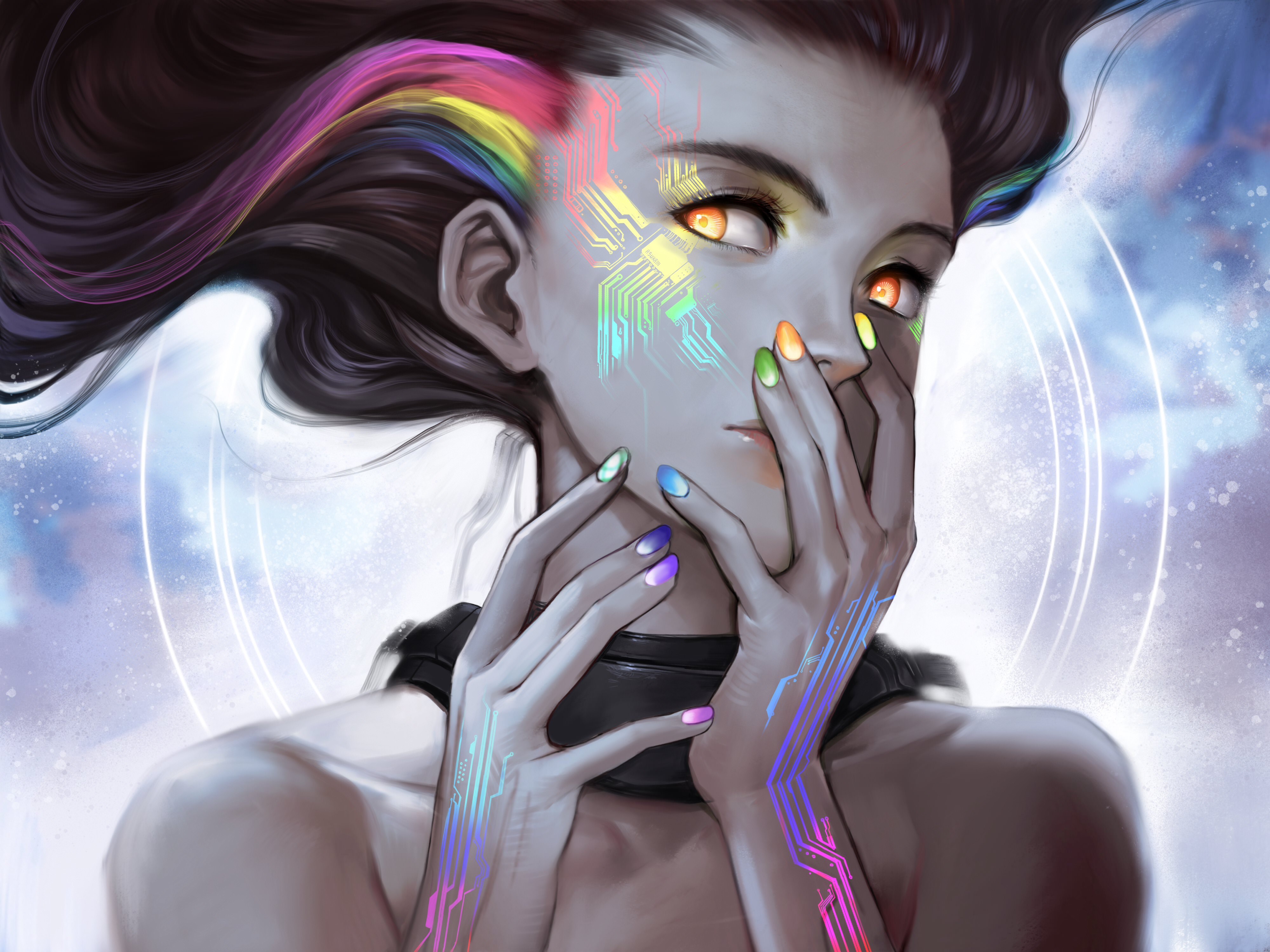 artist, artwork, digital art, hd, 4k, rainbow, HD Wallpaper