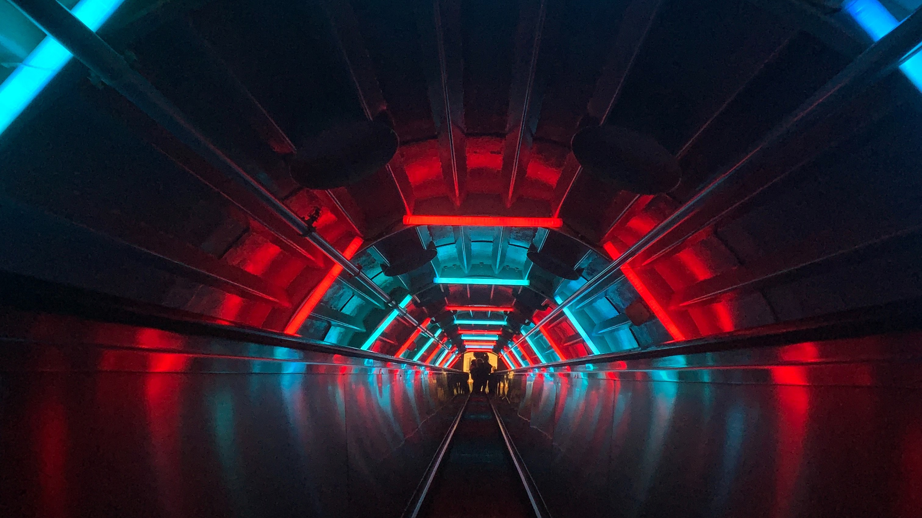 photography, abstract, tunnel, dark, neon, hd, HD Wallpaper
