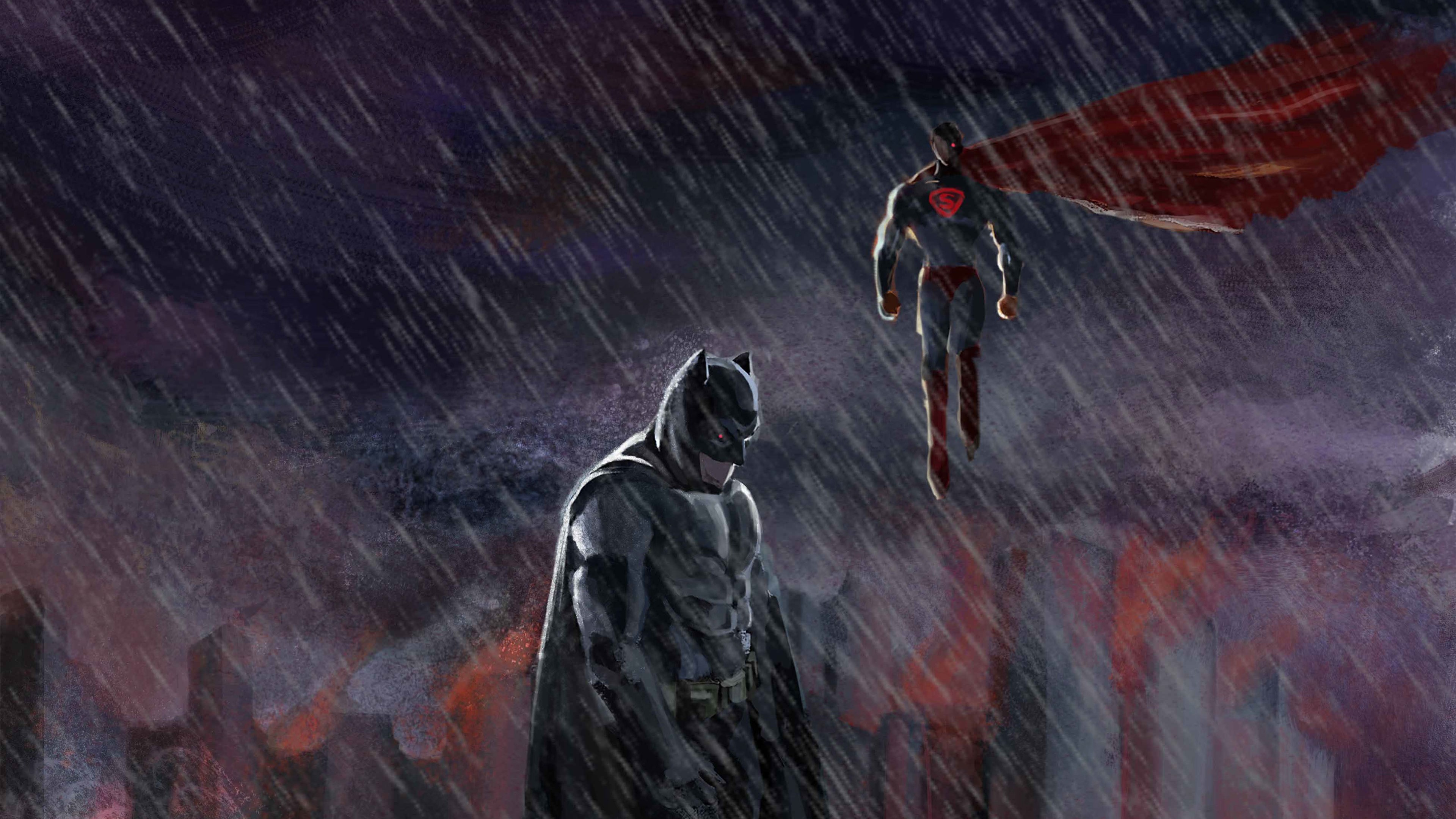 batman, superman, hd, 4k, superheroes, digital art, behance, HD Wallpaper