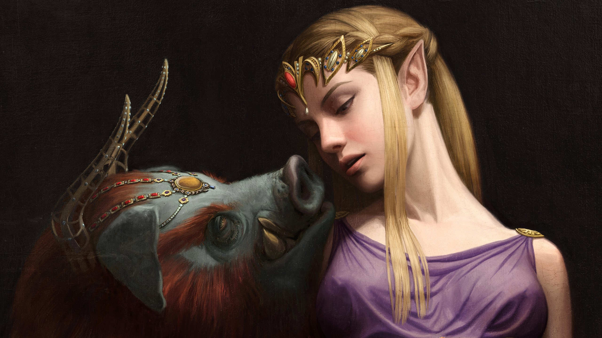 fantasy girls, artist, artwork, digital art, hd, pig, fantasy, HD Wallpaper