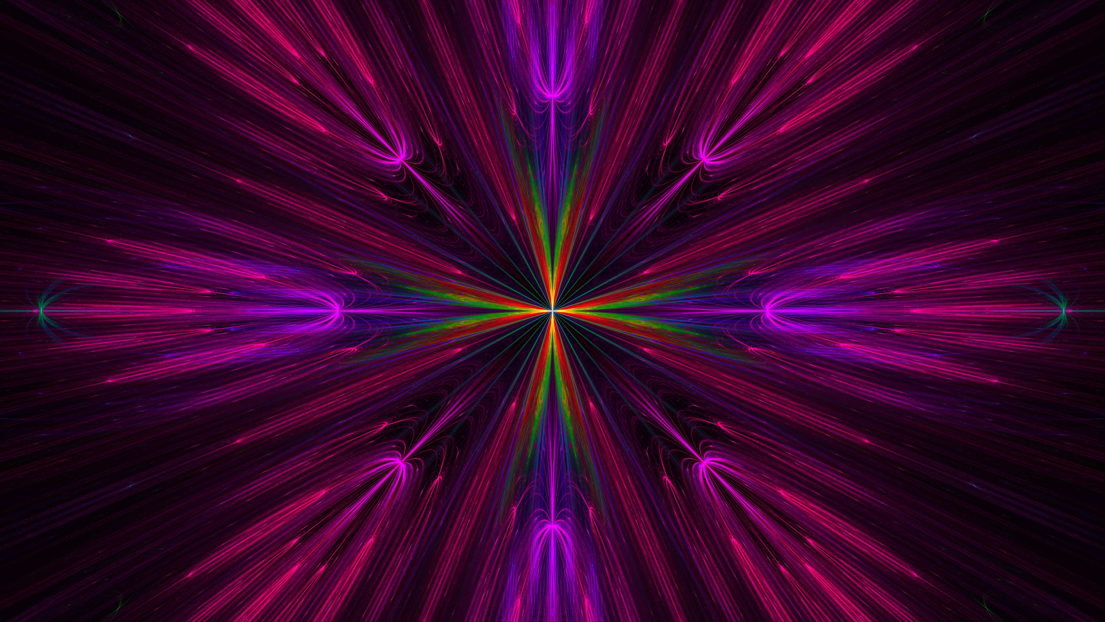fractal, rays, colorful, abstraction, 4k, HD Wallpaper