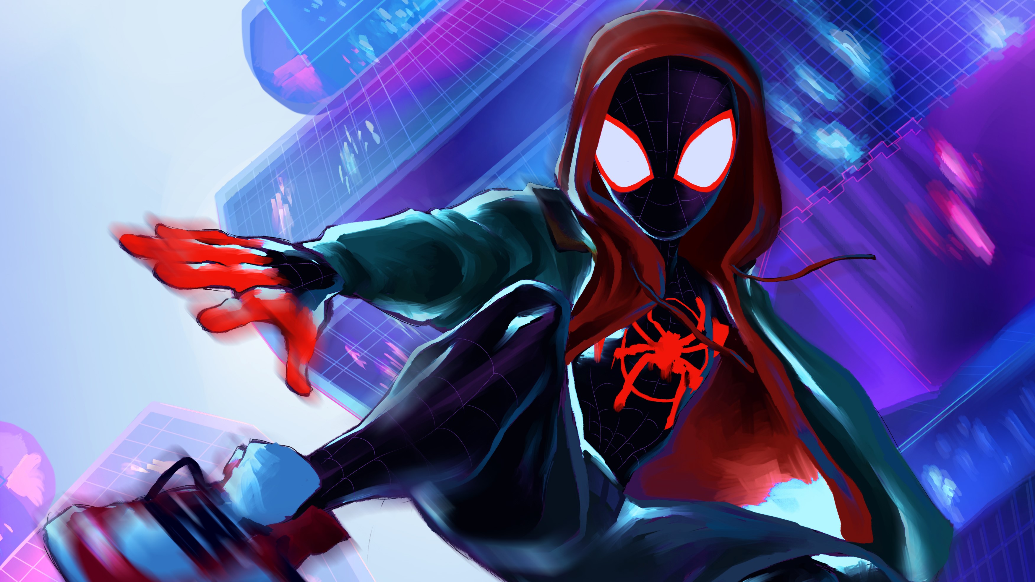spiderman into the spider verse, spiderman, hd, superheroes, artwork, artist, digital art, 4k, HD Wallpaper