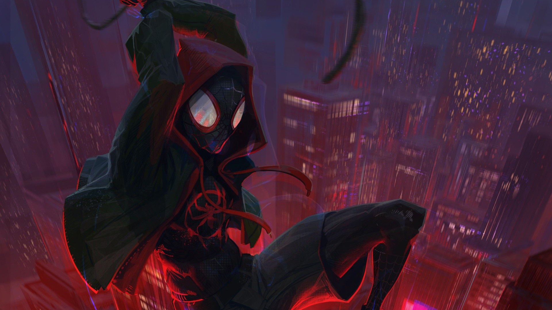 spiderman into the spider verse, spiderman, superheroes, artist, artwork, digital art, hd, HD Wallpaper