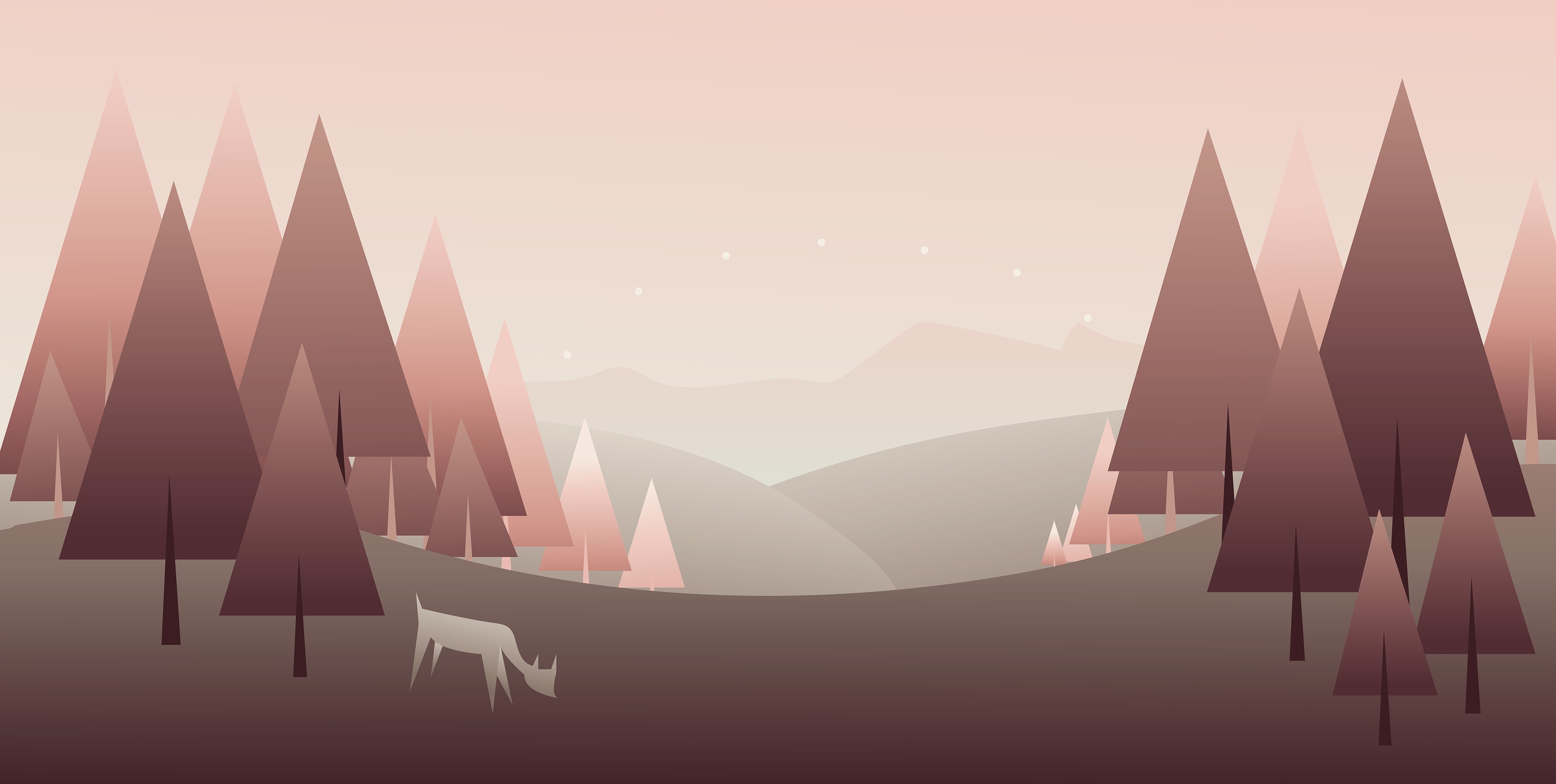 forest, minimalism, minimalist, artist, artwork, digital art, hd, 4k, behance, HD Wallpaper