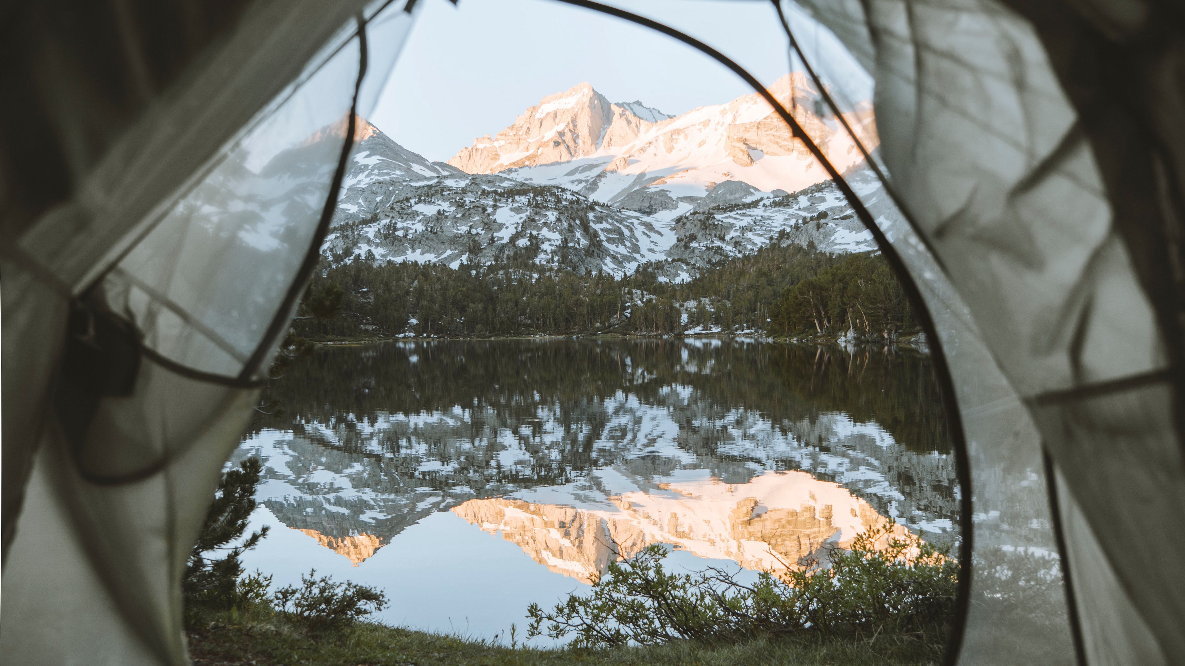 tent, mountains, lake, view, nature, 4k, HD Wallpaper