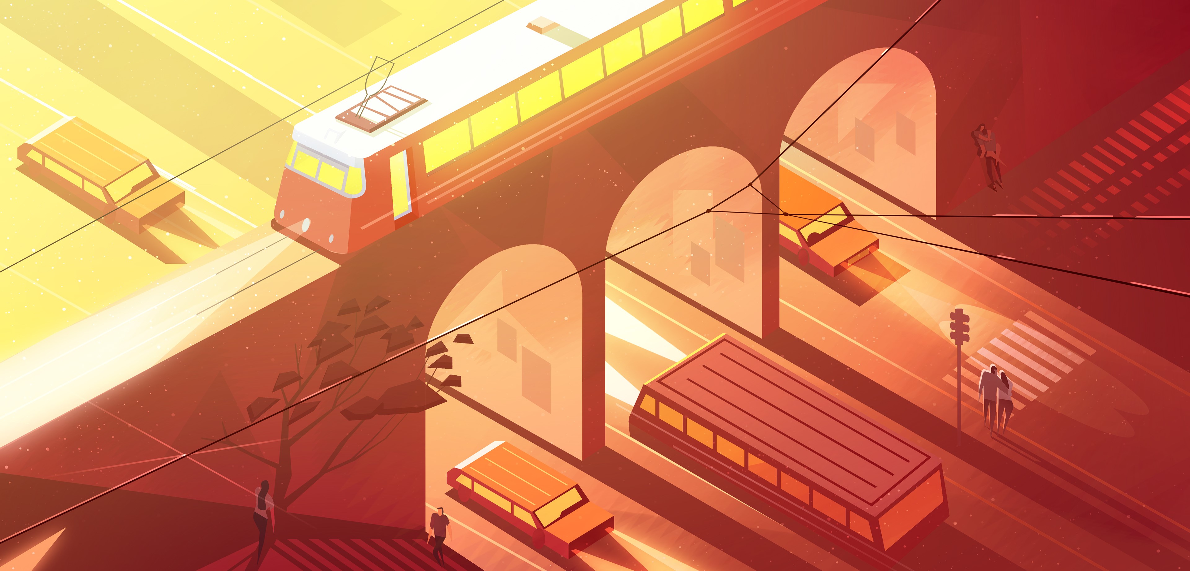 artist, artwork, digital art, hd, 4k, behance, train, HD Wallpaper