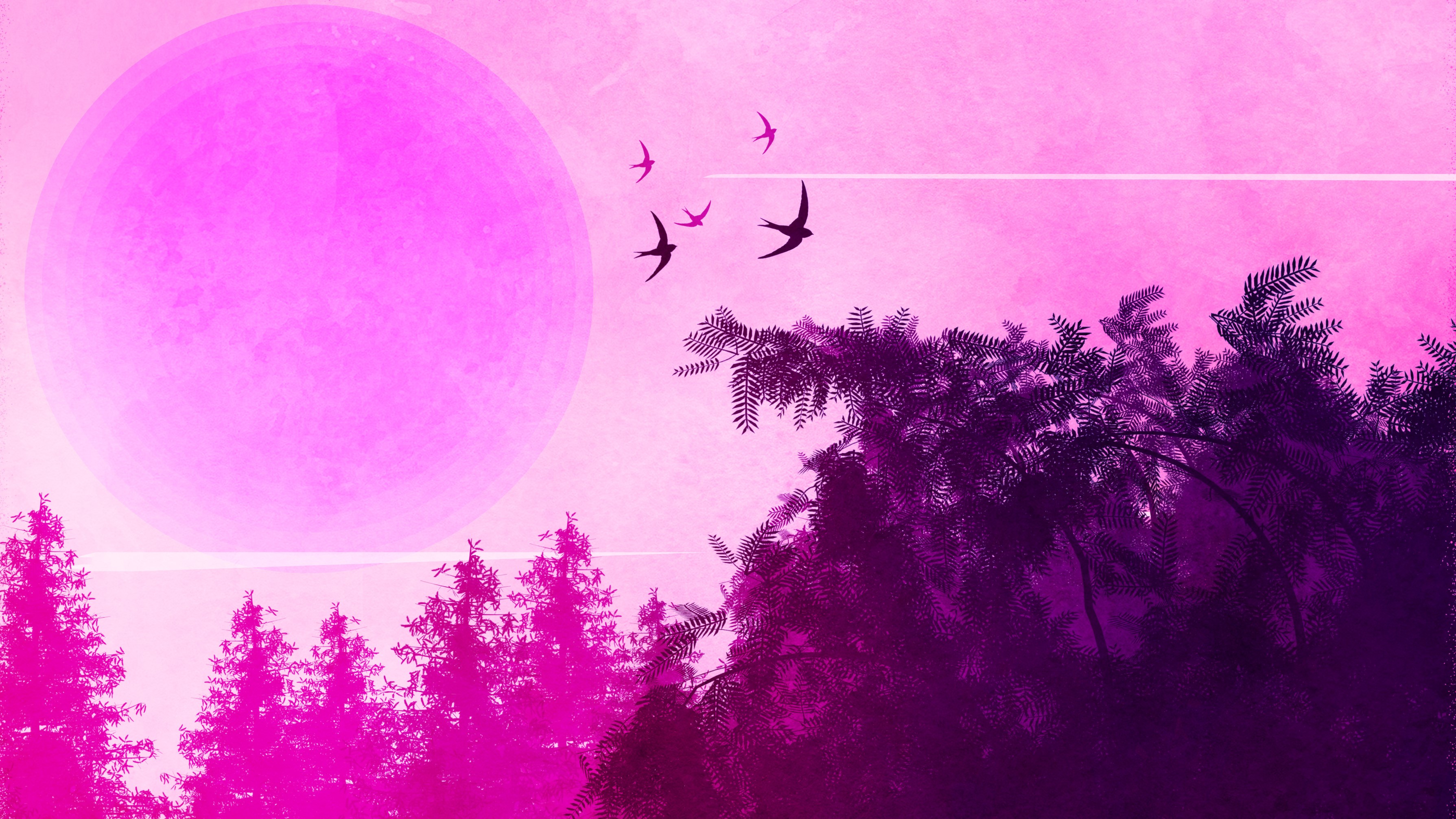 pink, forest, artist, artwork, digital art, hd, 4k, deviantart, HD Wallpaper