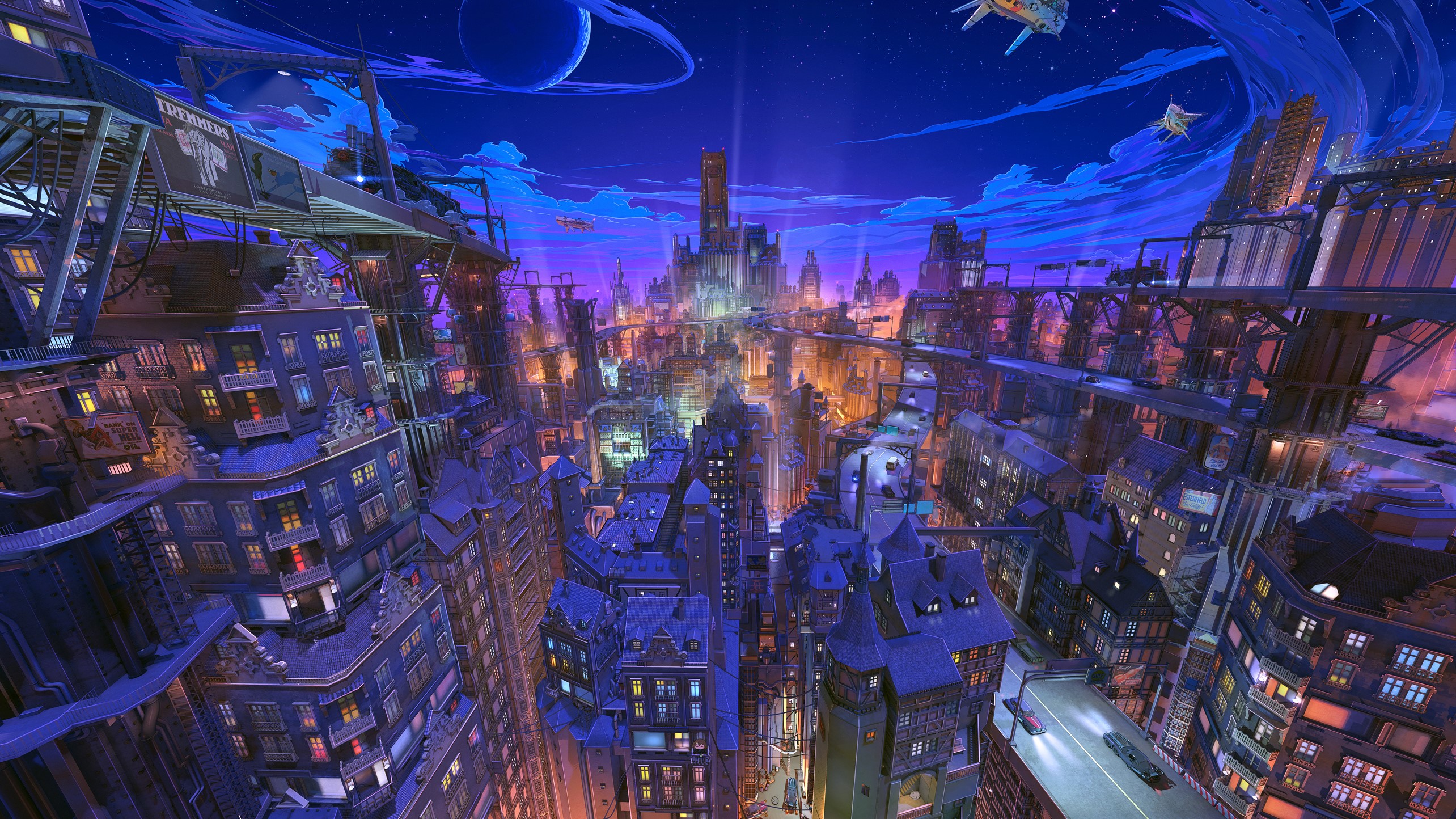city, artist, artwork, digital art, hd, deviantart, colorful, HD Wallpaper