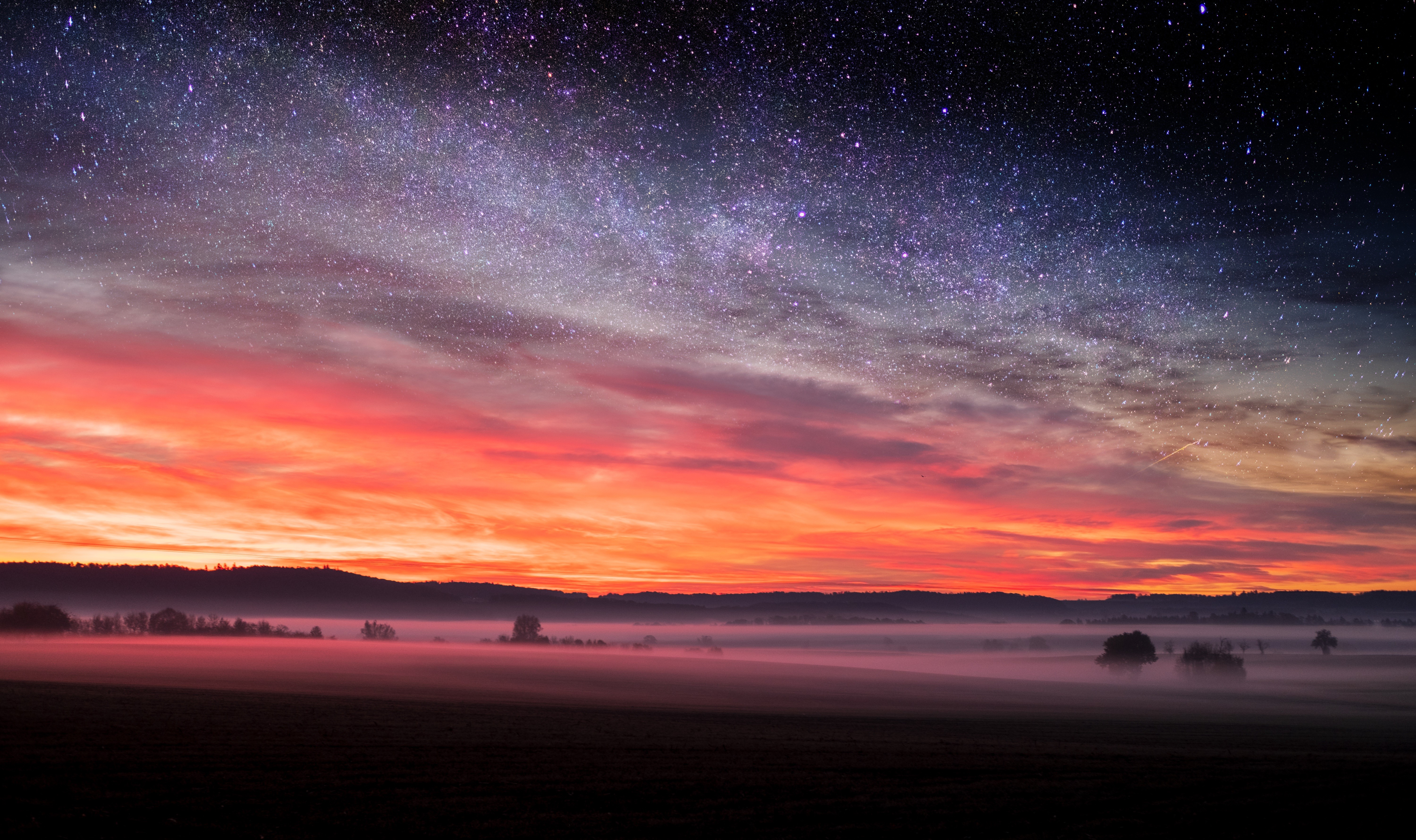sunset, night, stars, nature, hd, 4k, 5k, HD Wallpaper