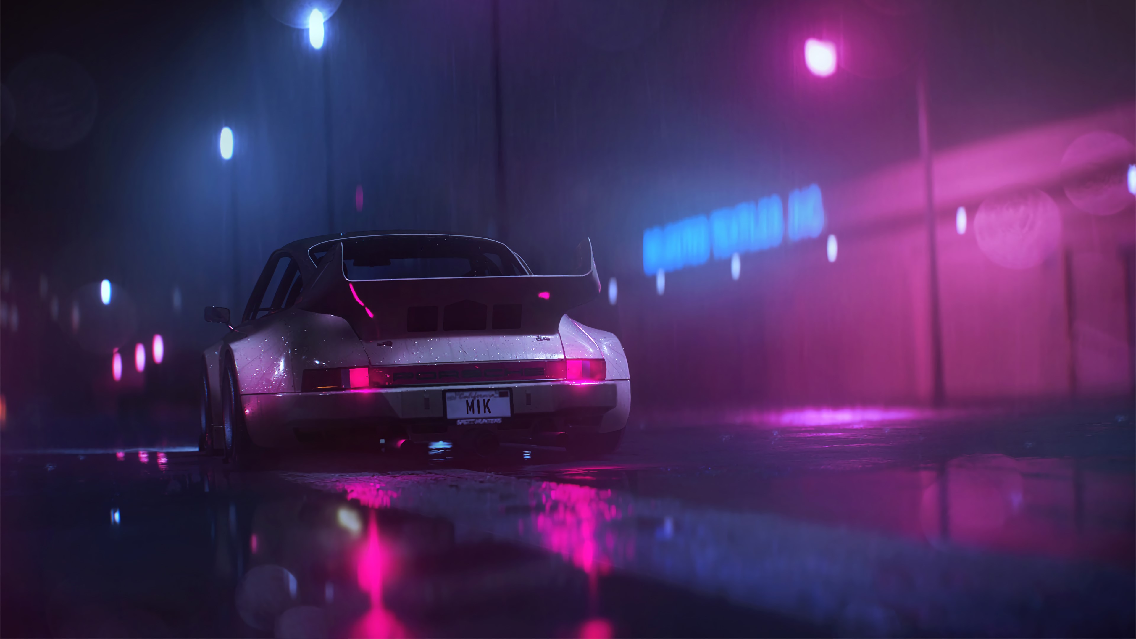 porsche 911, porsche, cars, neon, hd, 4k, artstation, retrowave, synthwave, HD Wallpaper