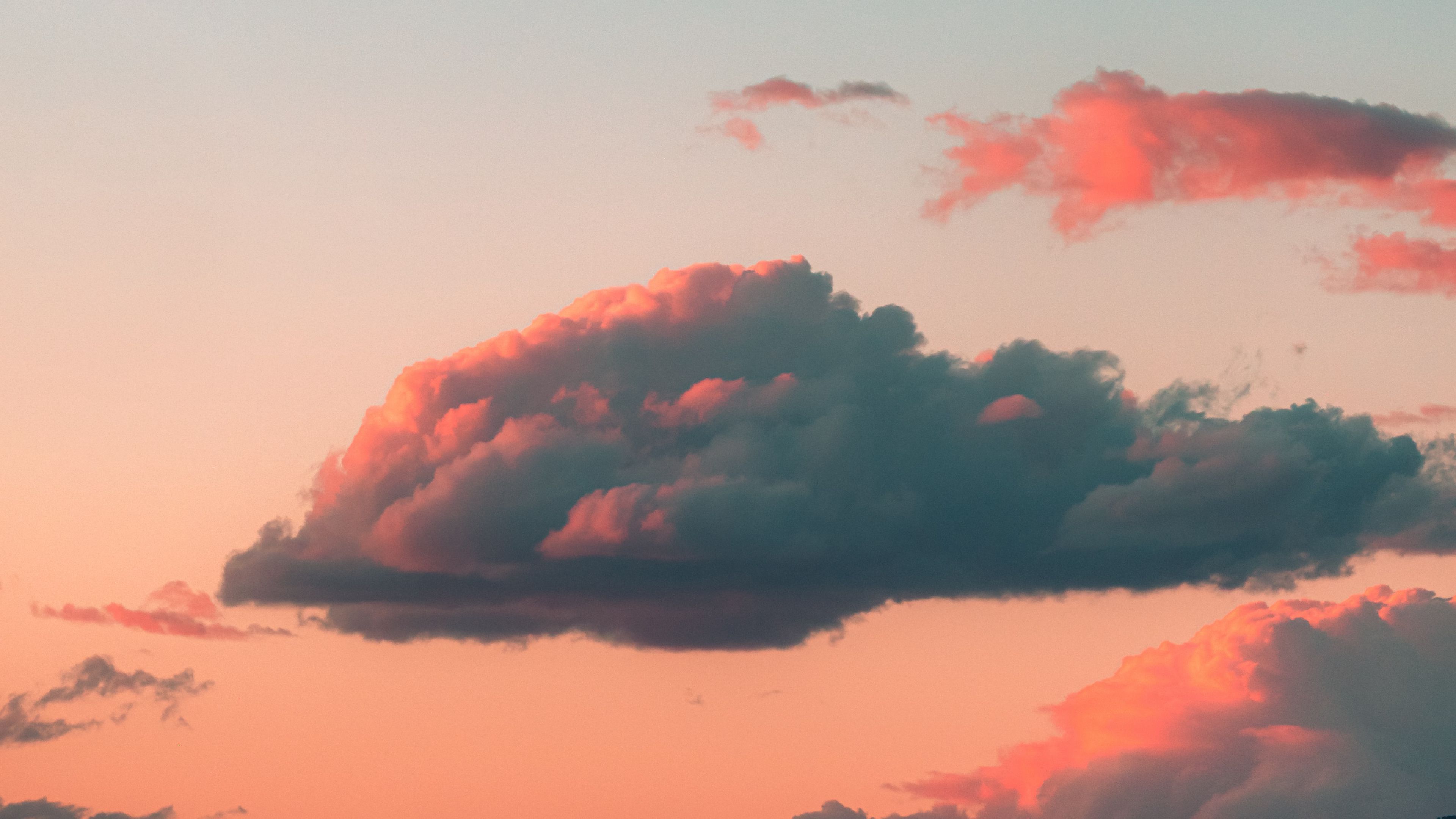 clouds, sky, sunset, pink, 4k, HD Wallpaper