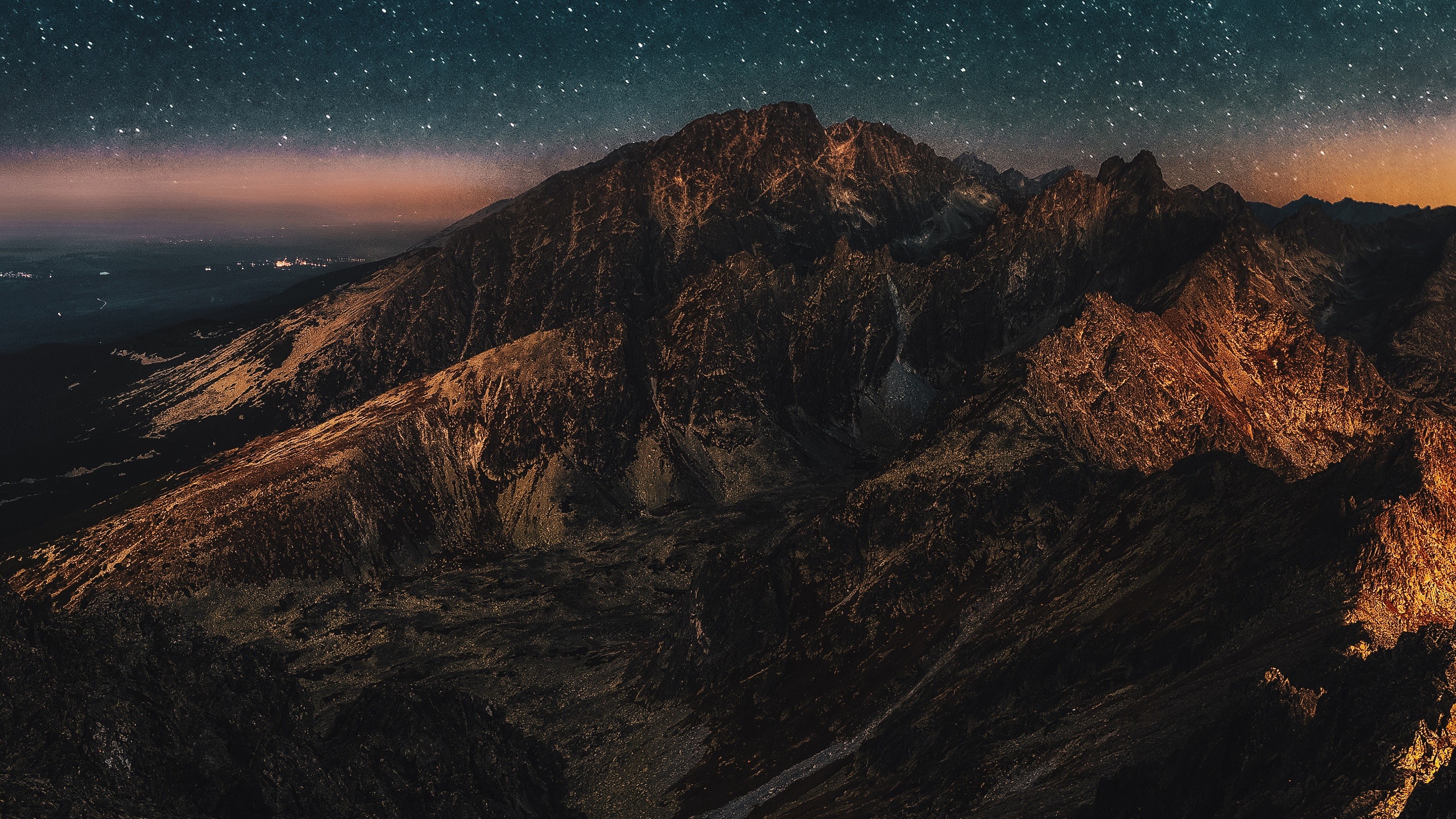 mountains, stars, nature, hd, HD Wallpaper