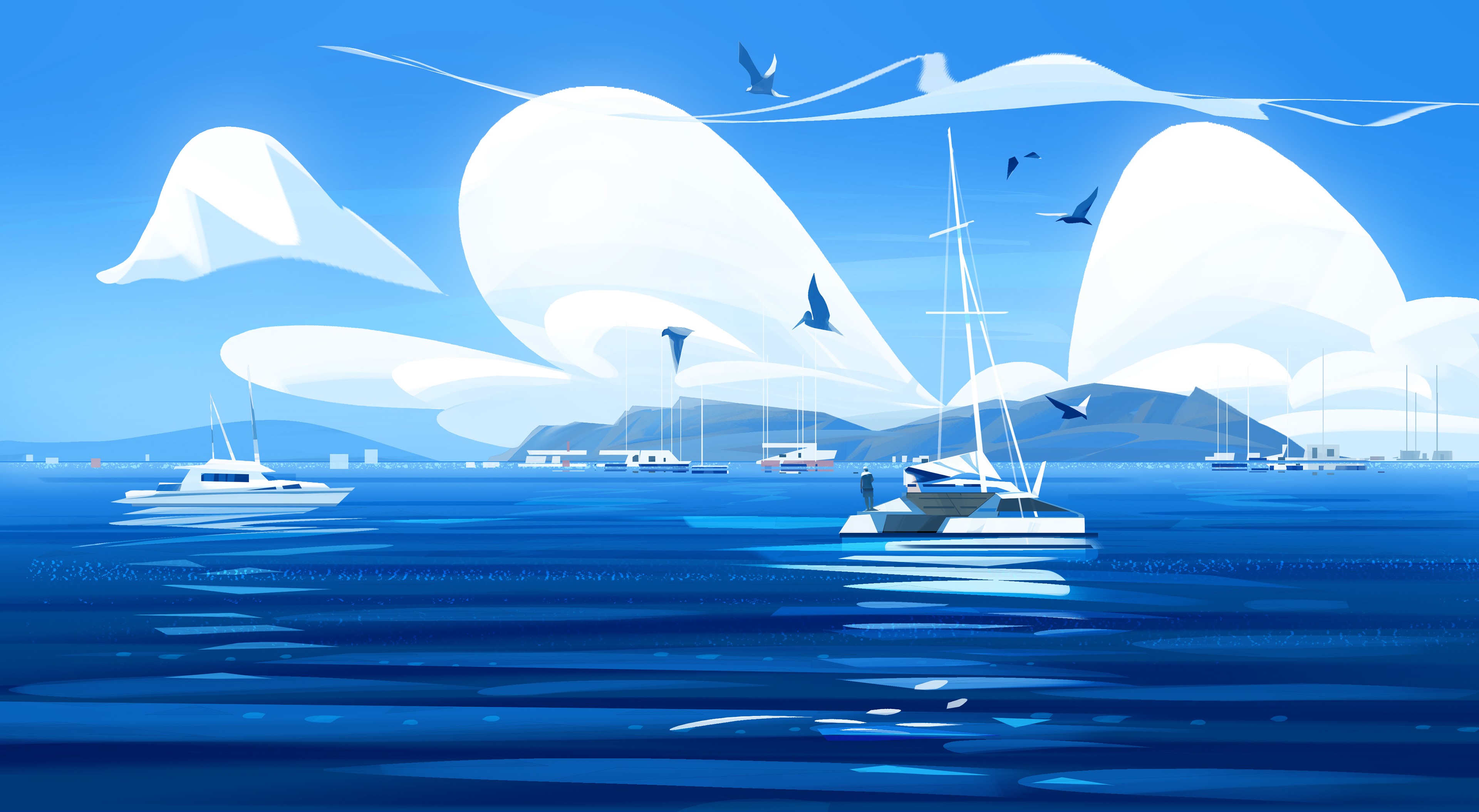 boat, illustration, artist, artwork, digital art, hd, 4k, behance, HD Wallpaper