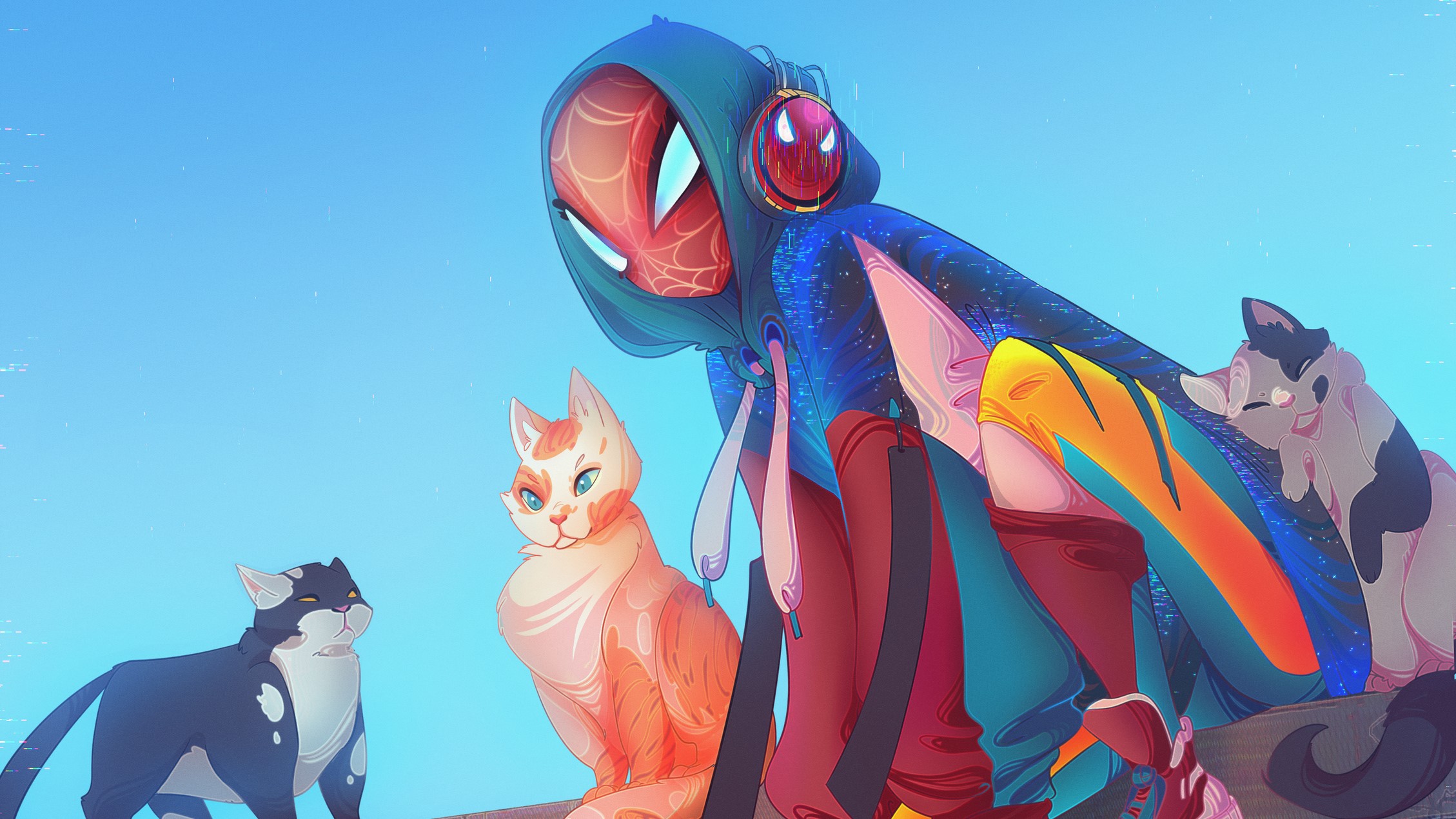 spiderman, cat, superheroes, deviantart, artist, artwork, digital art, hd, HD Wallpaper
