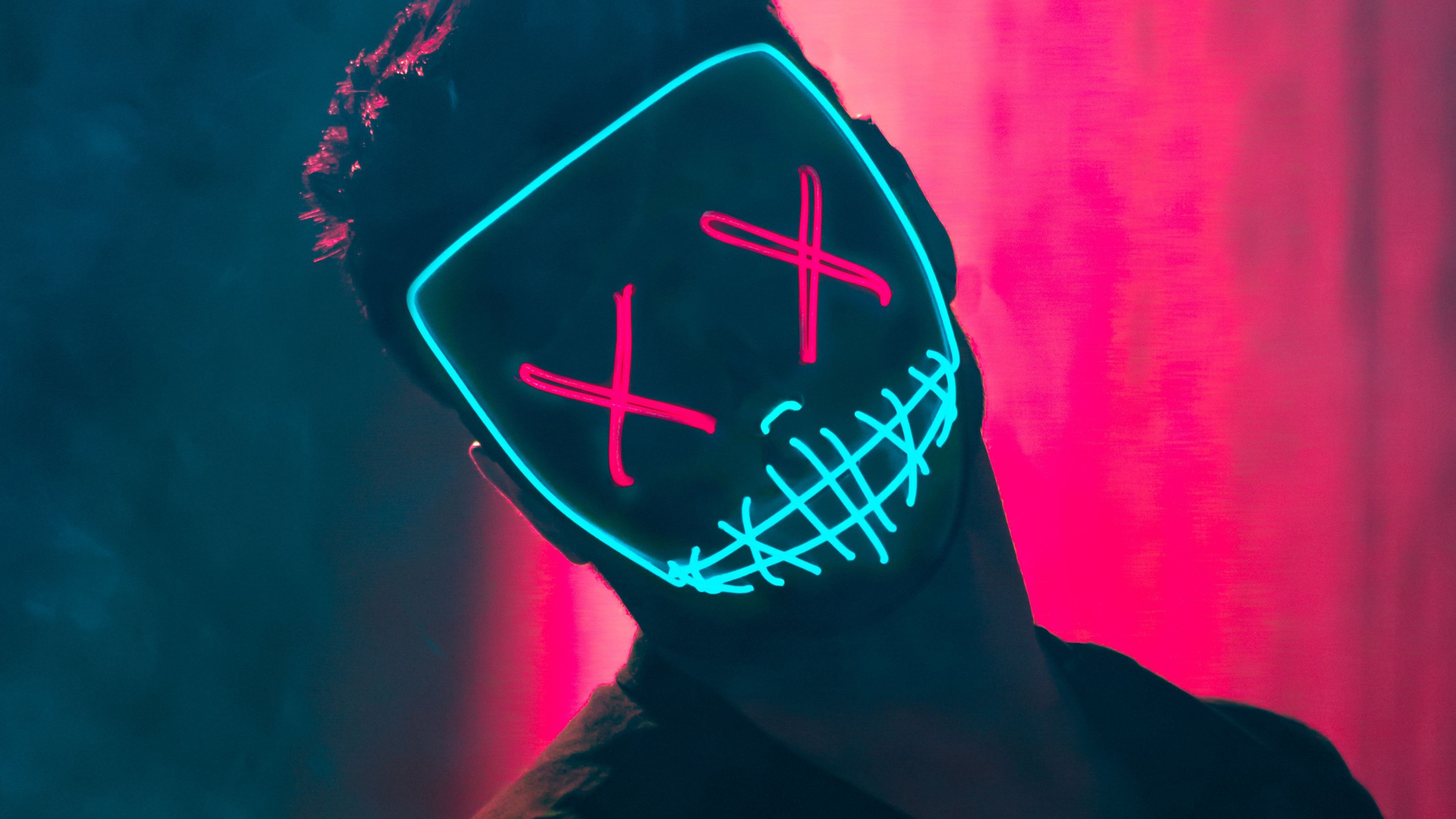 neon, mask, hd, 4k, photography, HD Wallpaper