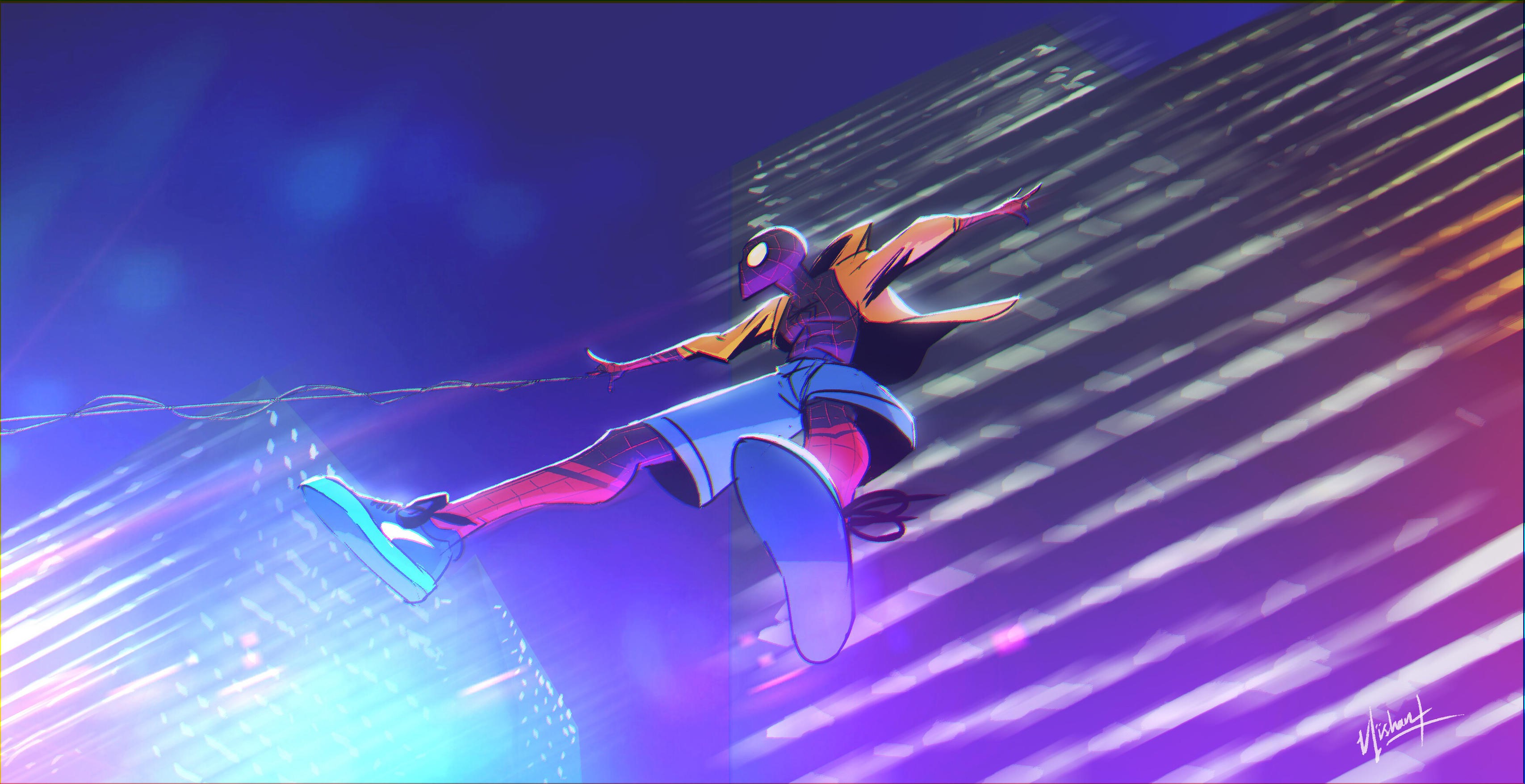 spiderman into the spider verse, spiderman, hd, superheroes, artwork, artist, digital art, deviantart, HD Wallpaper