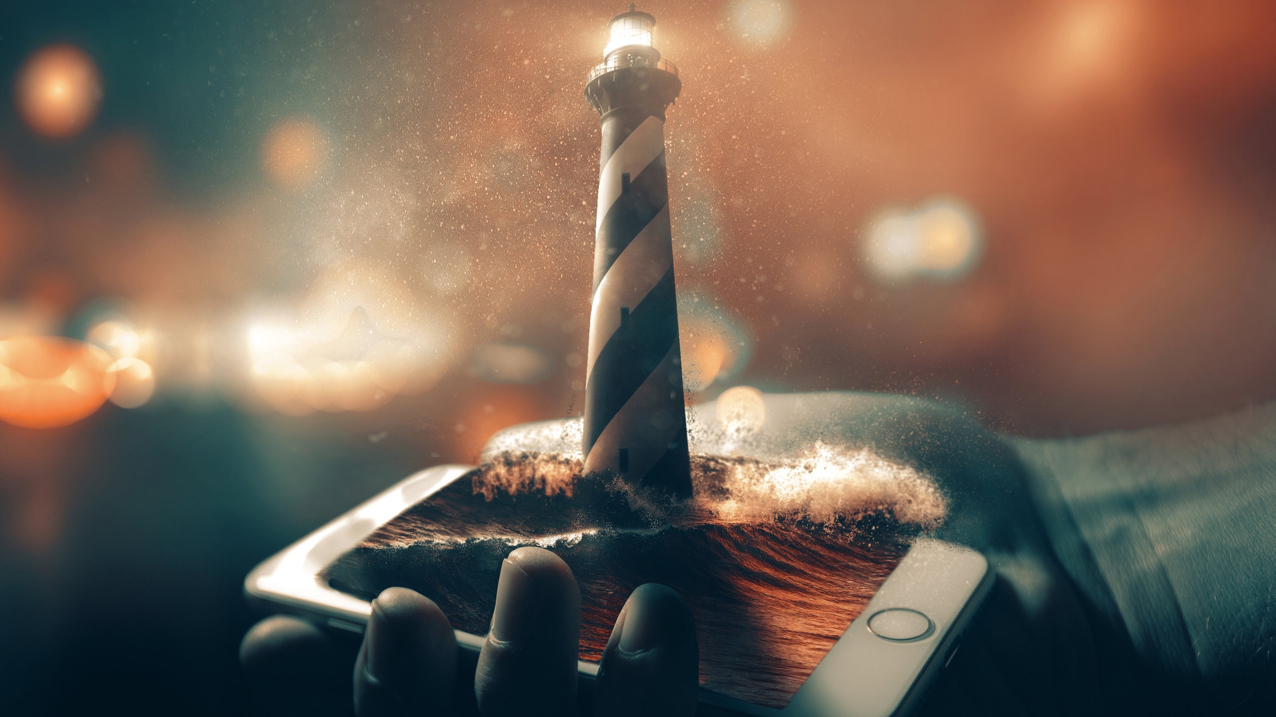 lighthouse, manipulation, artist, artwork, digital art, hd, deviantart, HD Wallpaper