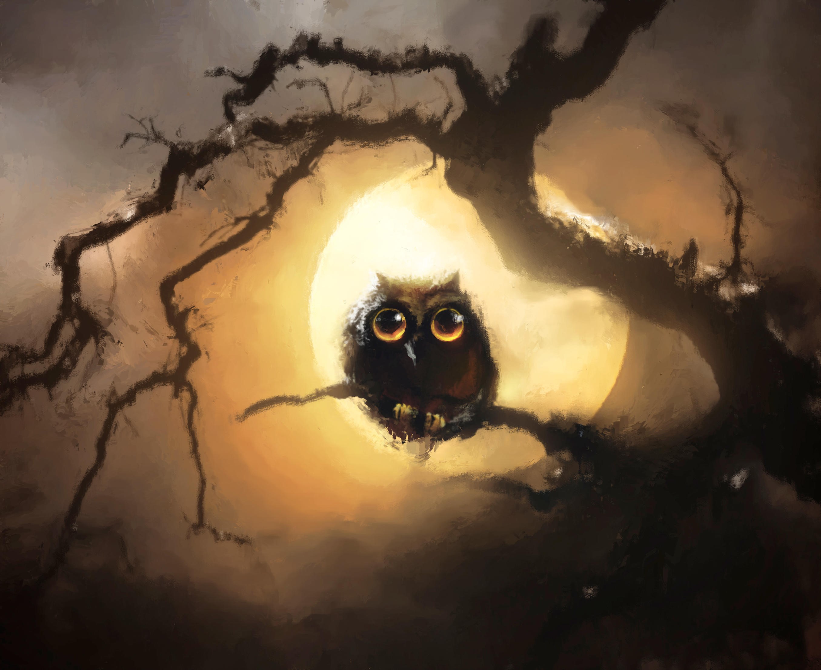 owl, birds, moon, artist, artwork, digital art, hd, deviantart, HD Wallpaper