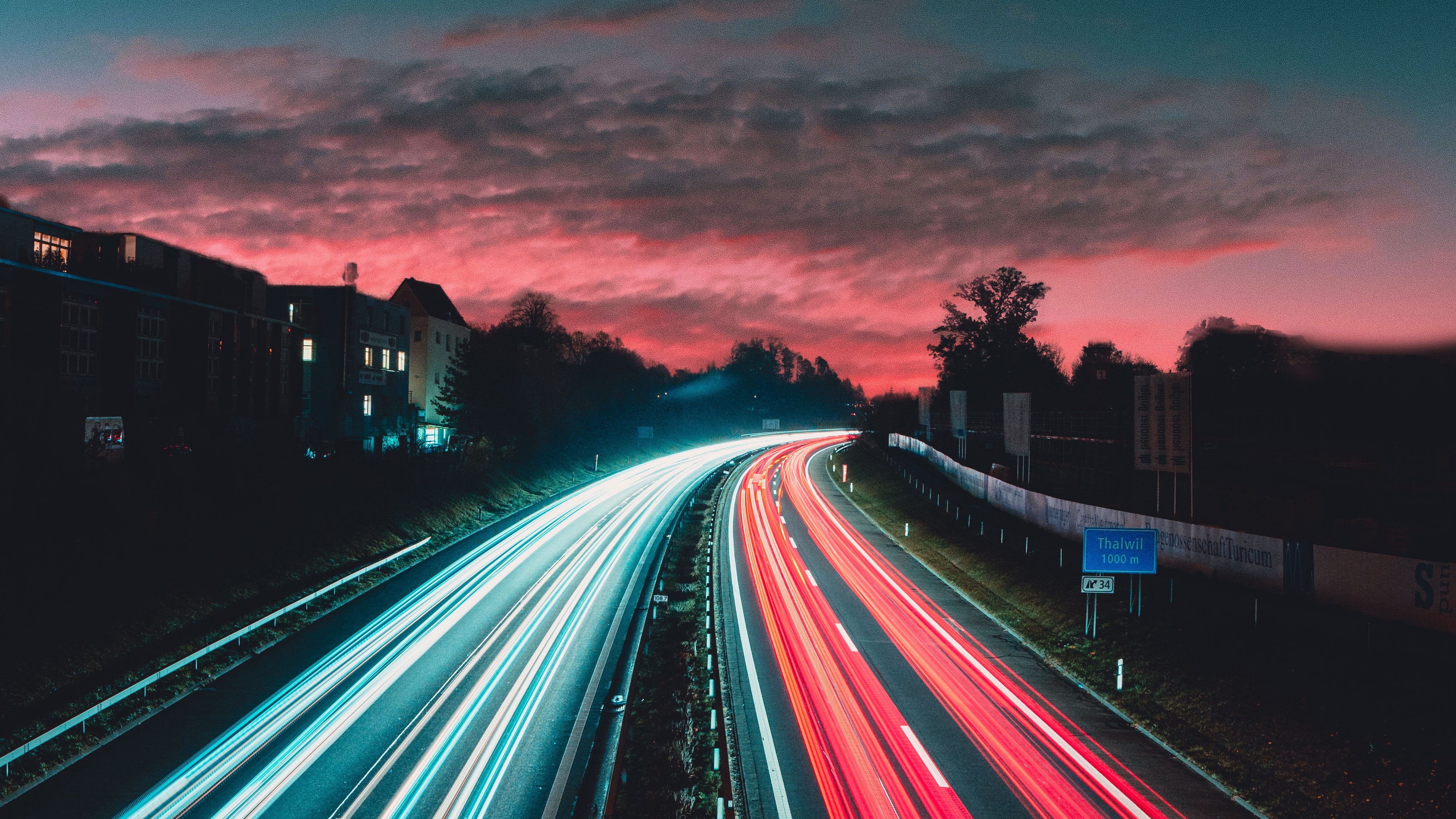 highway, long exposure, nature, hd, 4k, HD Wallpaper