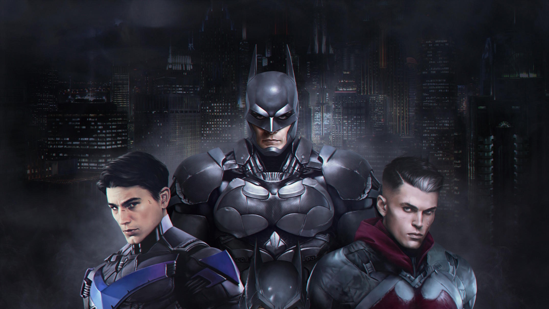 batman, red hood, nightwing, hd, deviantart, superheroes, artwork, digital art, HD Wallpaper