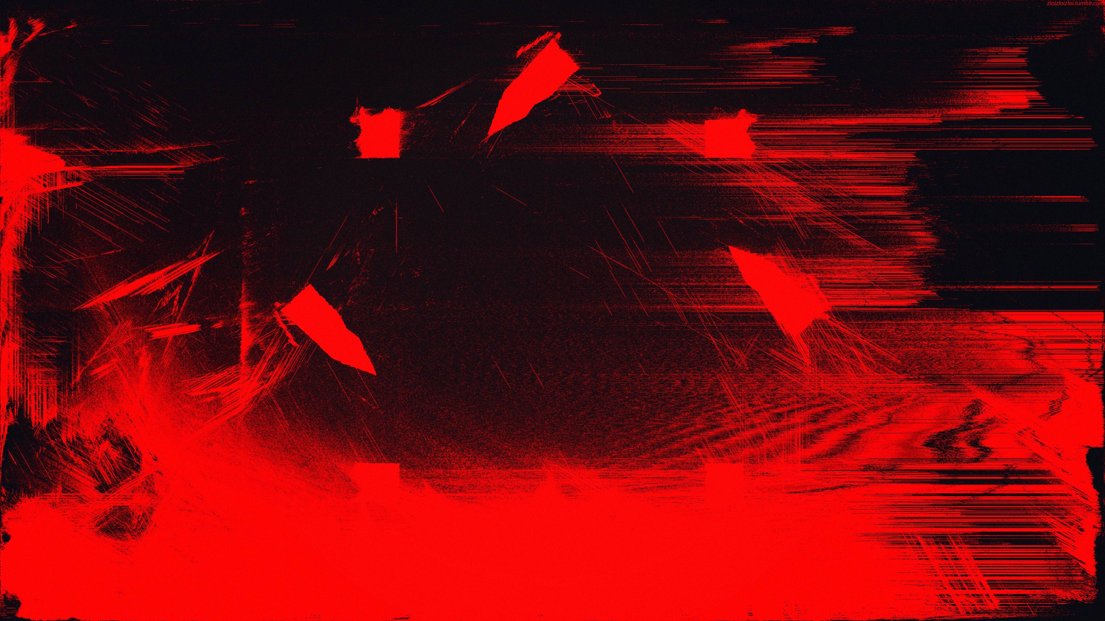 abstract, digital art, hd, 4k, red, glitch, HD Wallpaper