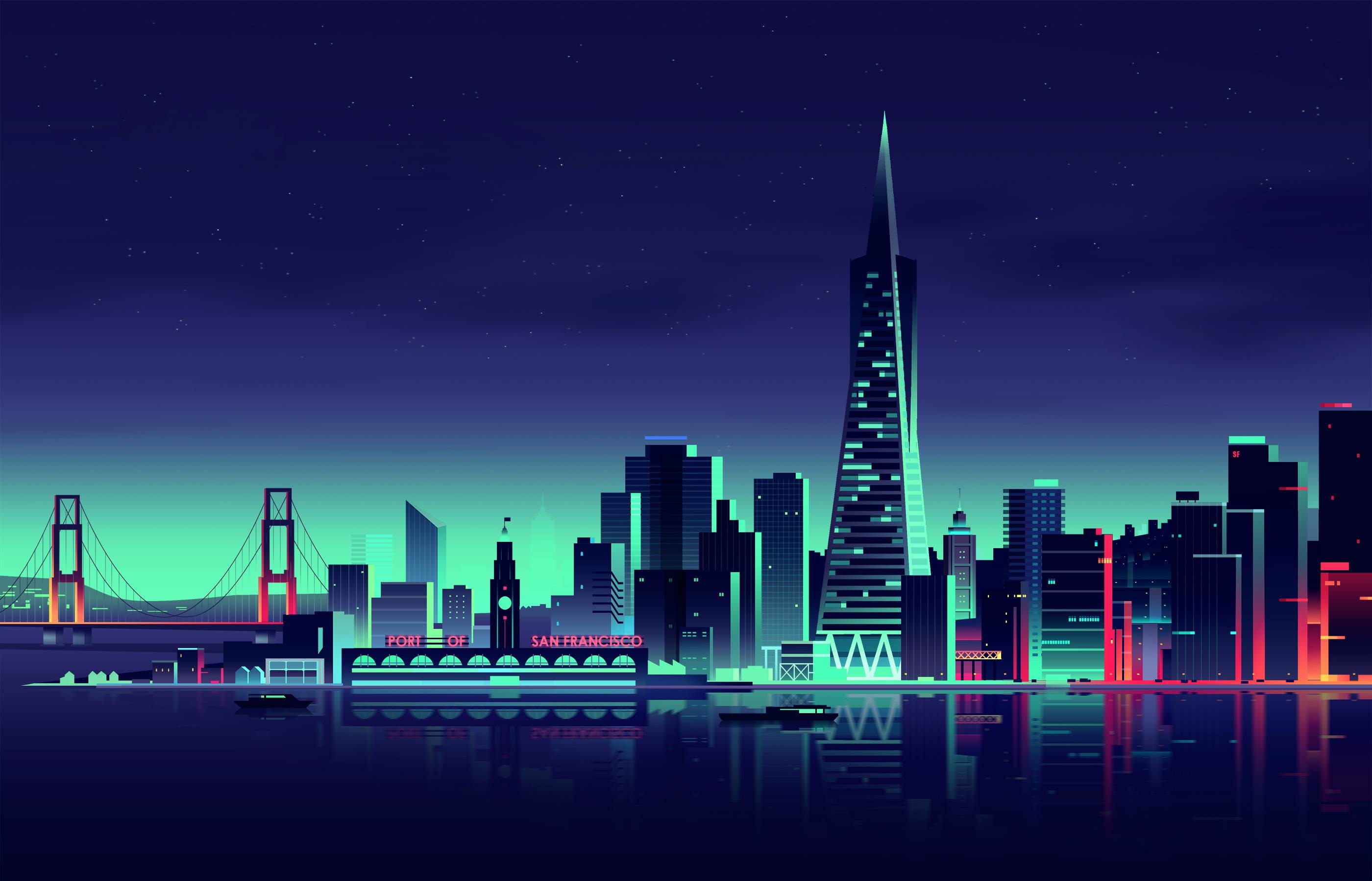 san francisco, world, minimalism, minimalist, city, artist, artwork, digital art, hd, HD Wallpaper