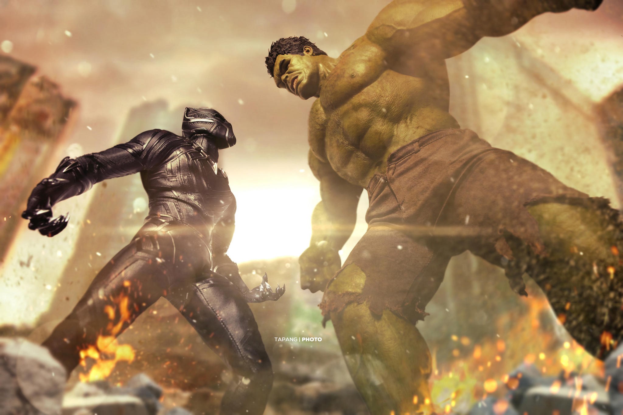 black panther, hulk, hd, superheroes, artwork, deviantart, HD Wallpaper
