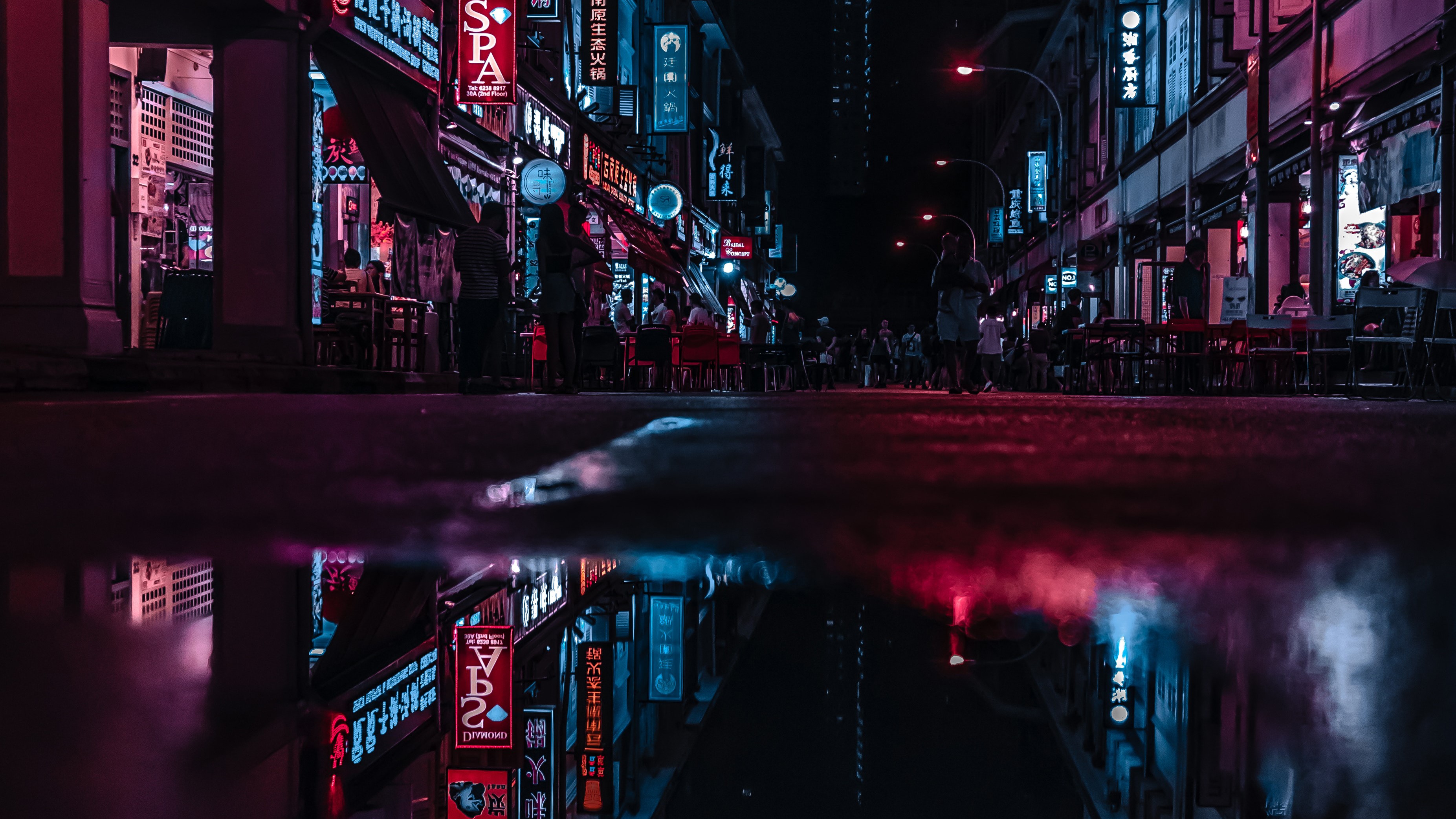 neon, photography, city, reflections, hd, HD Wallpaper