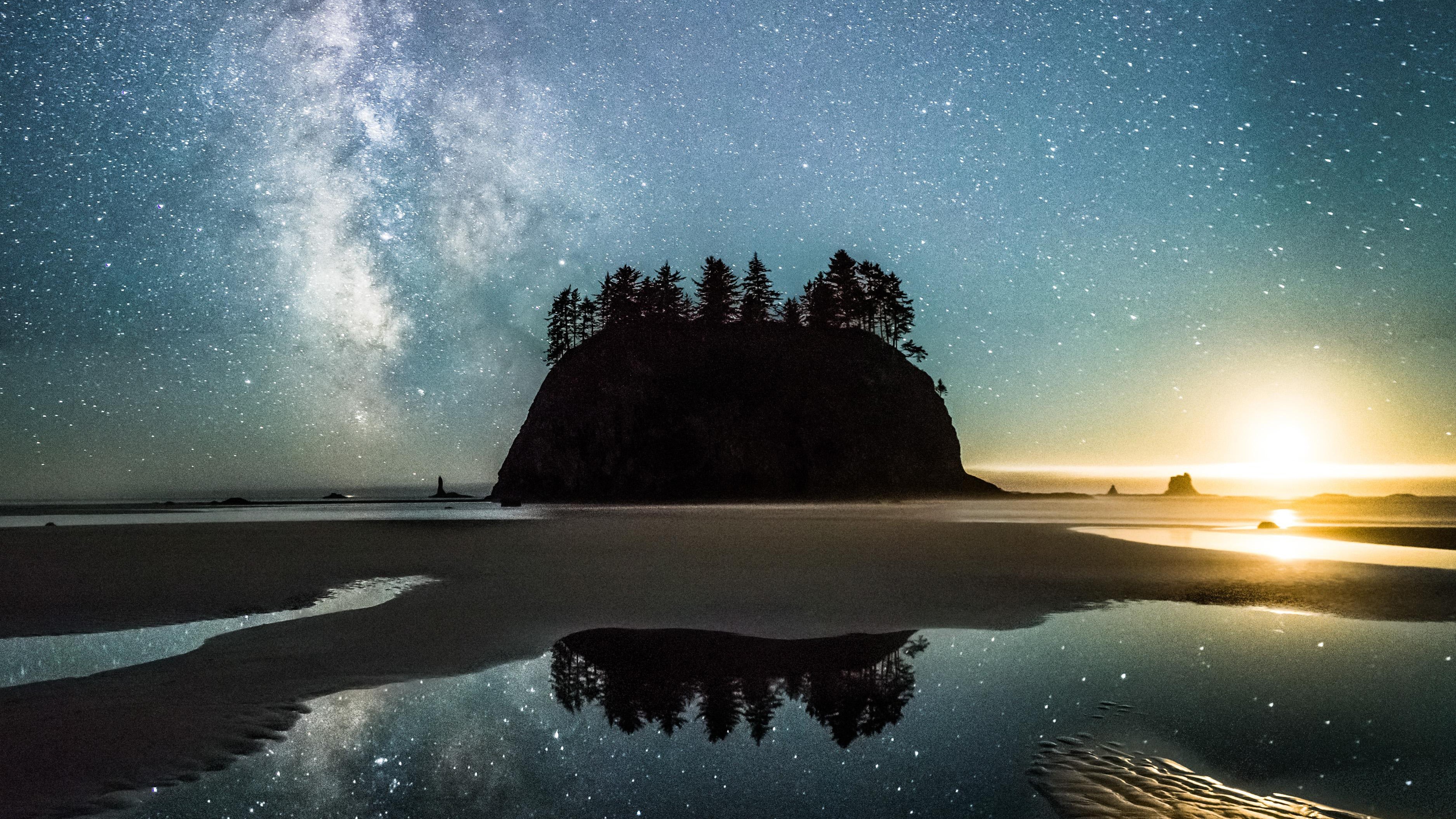 milky way, beach, nature, hd, 4k, HD Wallpaper