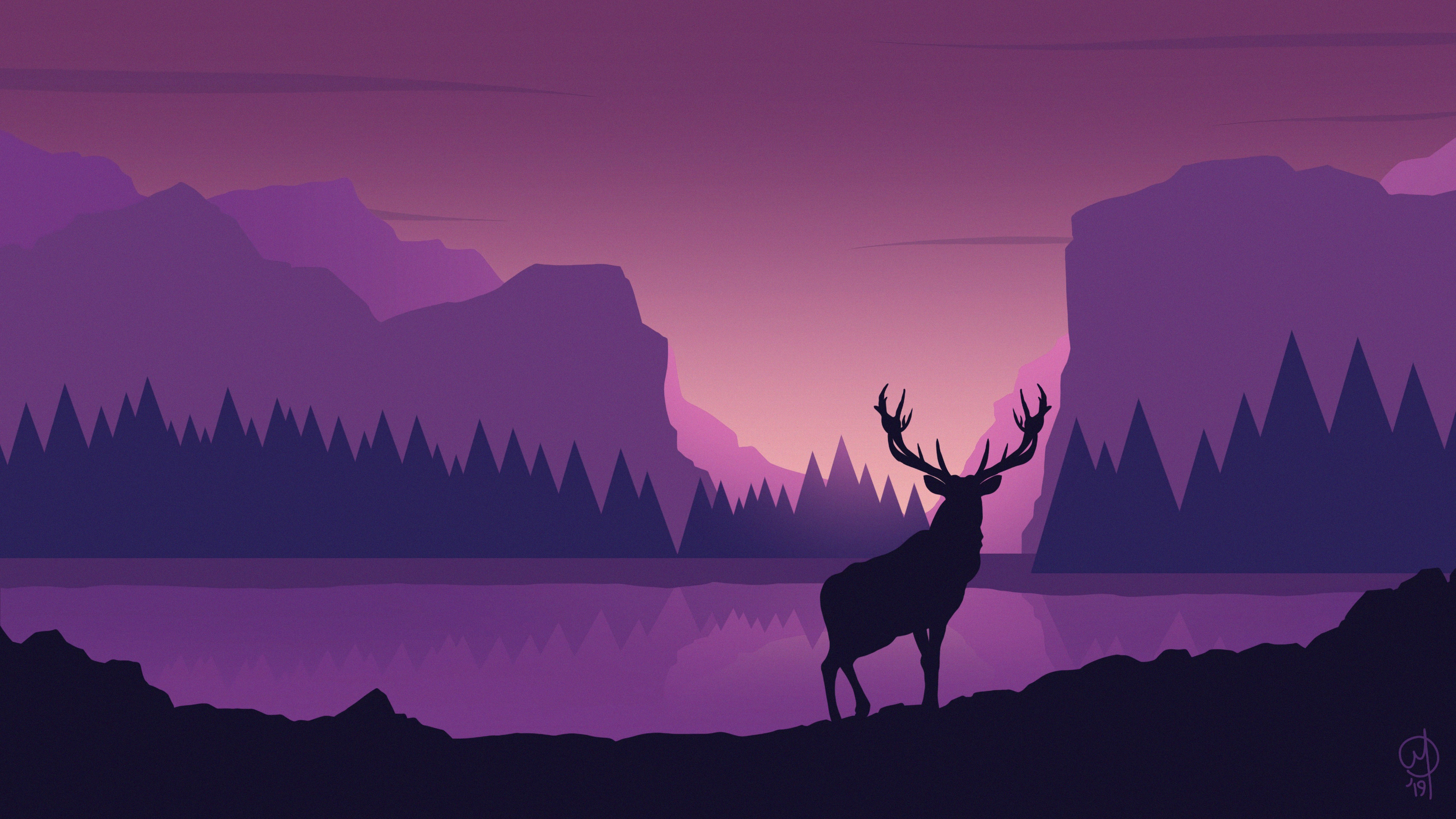 deer, artist, artwork, digital art, hd, 4k, 5k, minimalism, minimalist, deviantart, HD Wallpaper