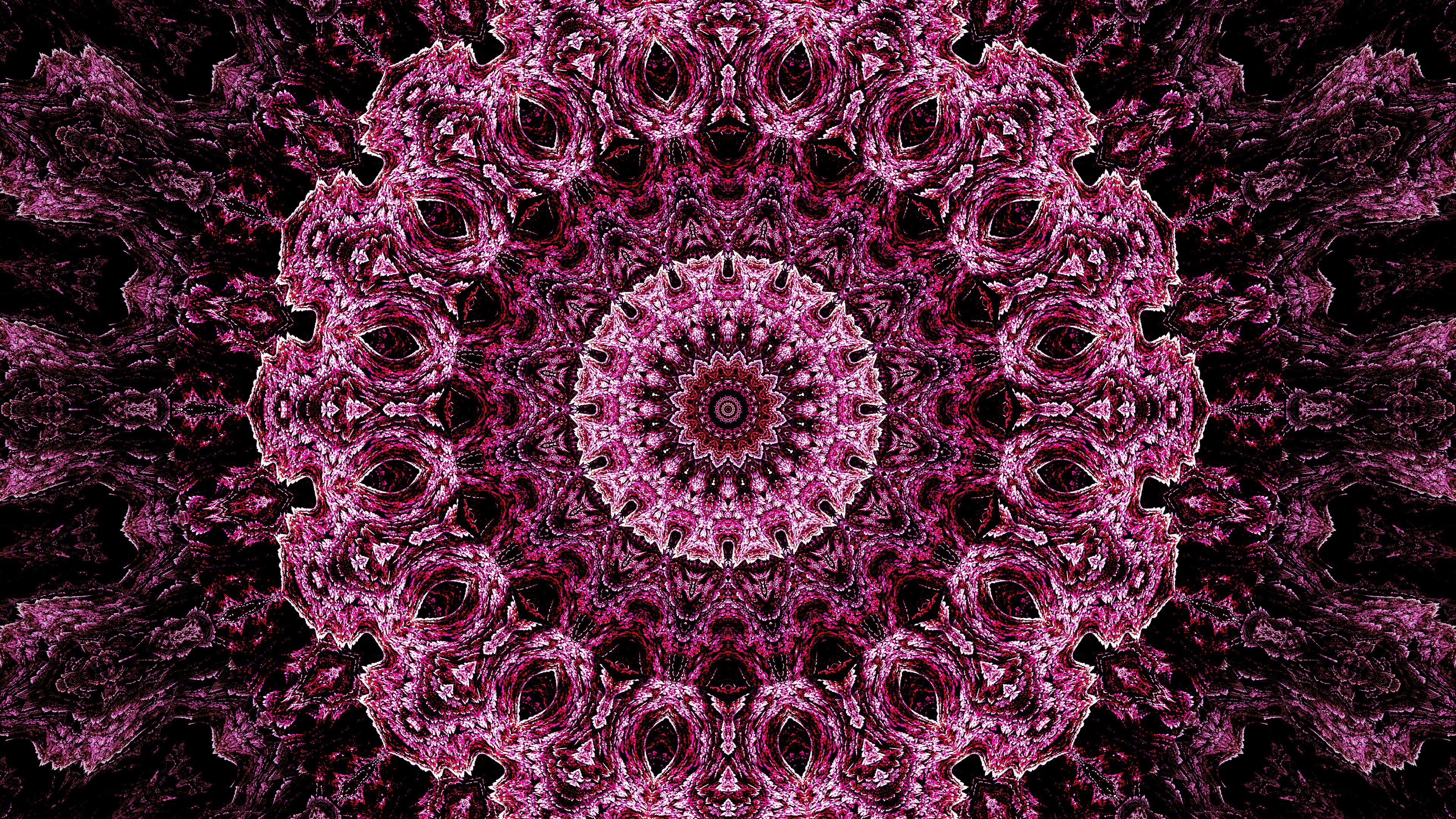 mandala, pattern, kaleidoscope, abstraction, purple, 4k, HD Wallpaper