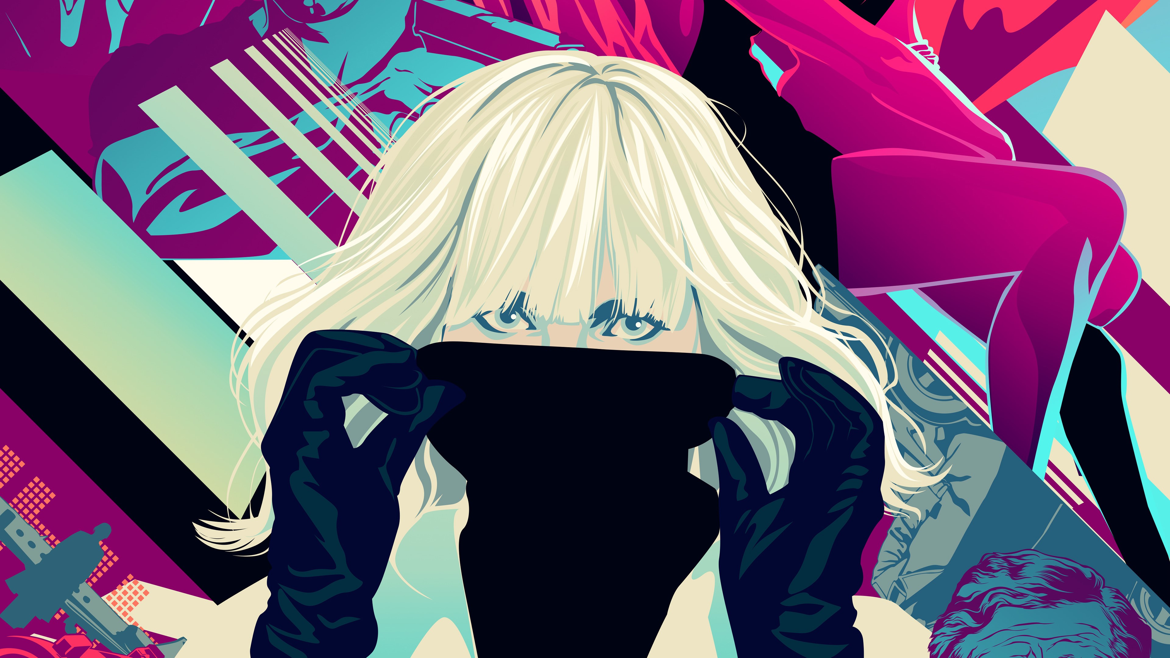 atomic blonde, movies, artist, artwork, digital art, hd, 4k, behance, HD Wallpaper
