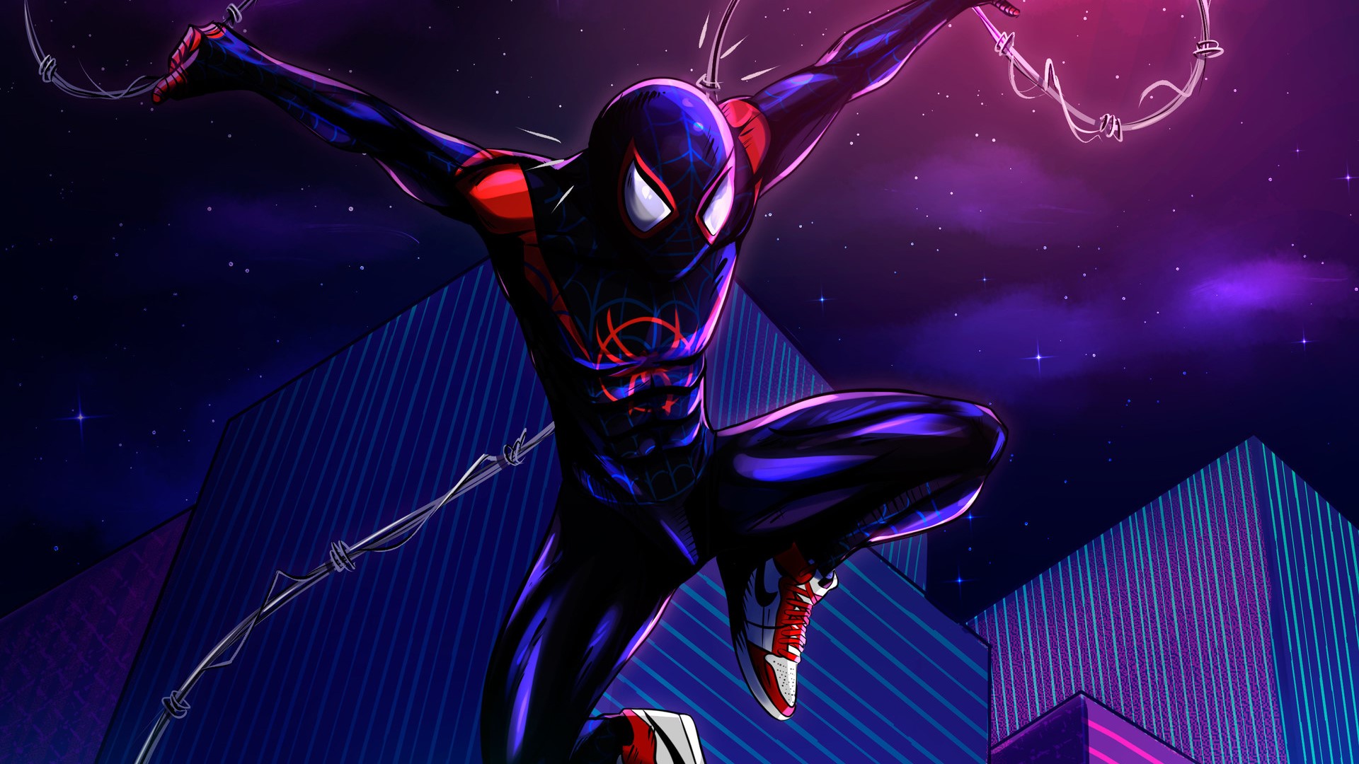 spiderman into the spider verse, spiderman, hd, superheroes, artwork, artist, digital art, artstation, HD Wallpaper