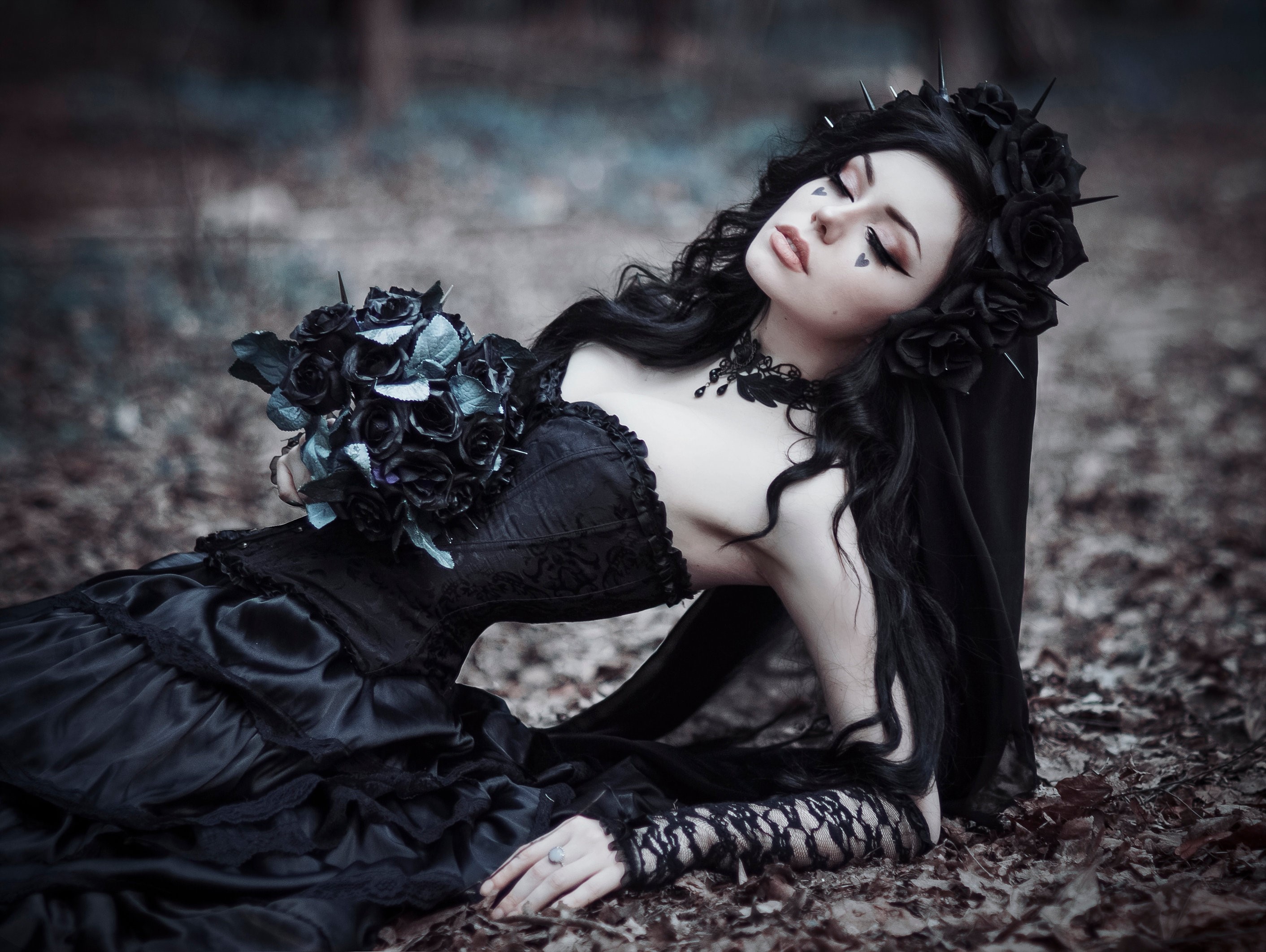 gothic, deviantart, girls, hd, black dress, HD Wallpaper