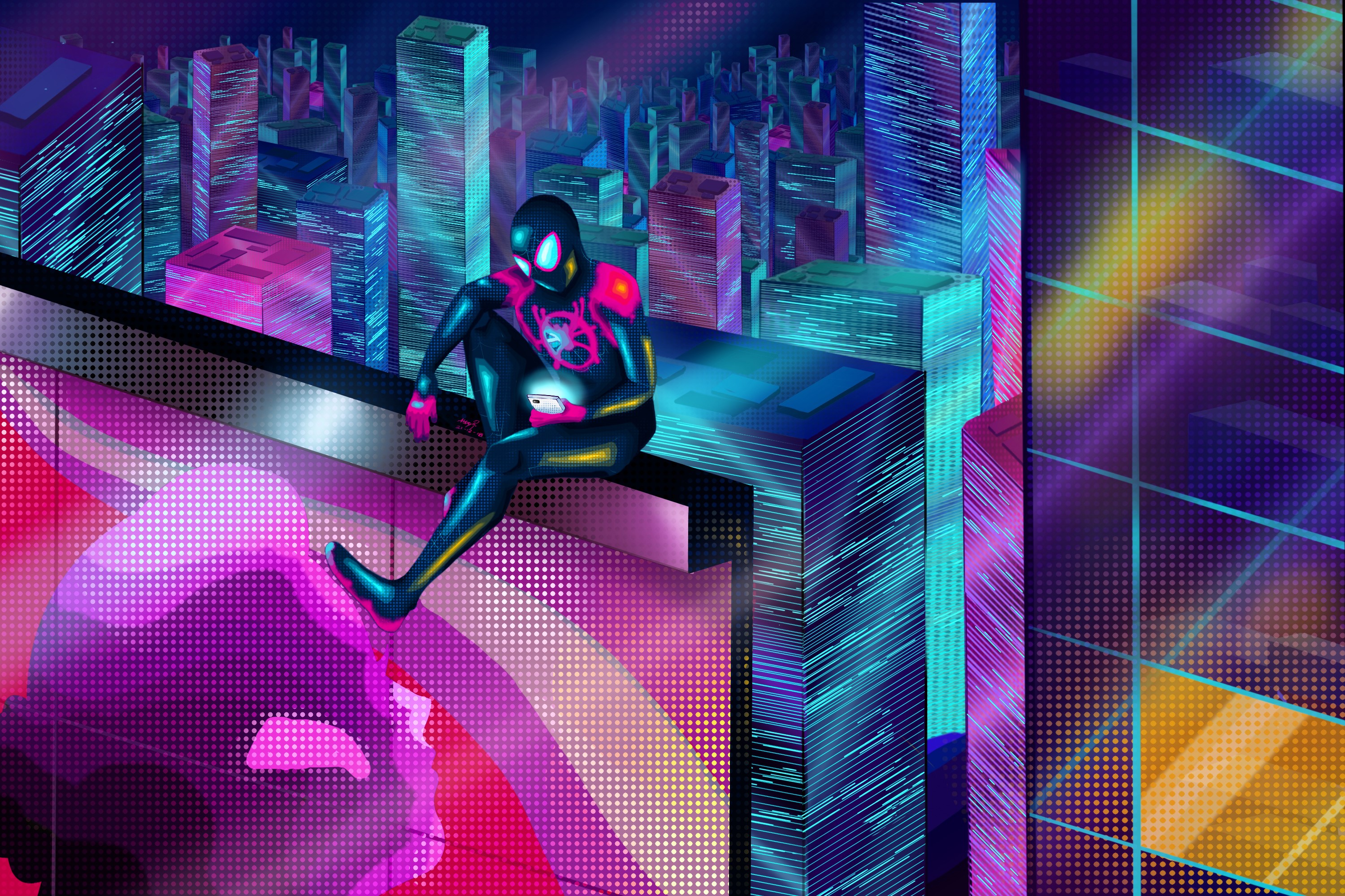 spiderman into the spider verse, spiderman, movies, hd, superheroes, artwork, artist, digital art, deviantart, 4k, HD Wallpaper