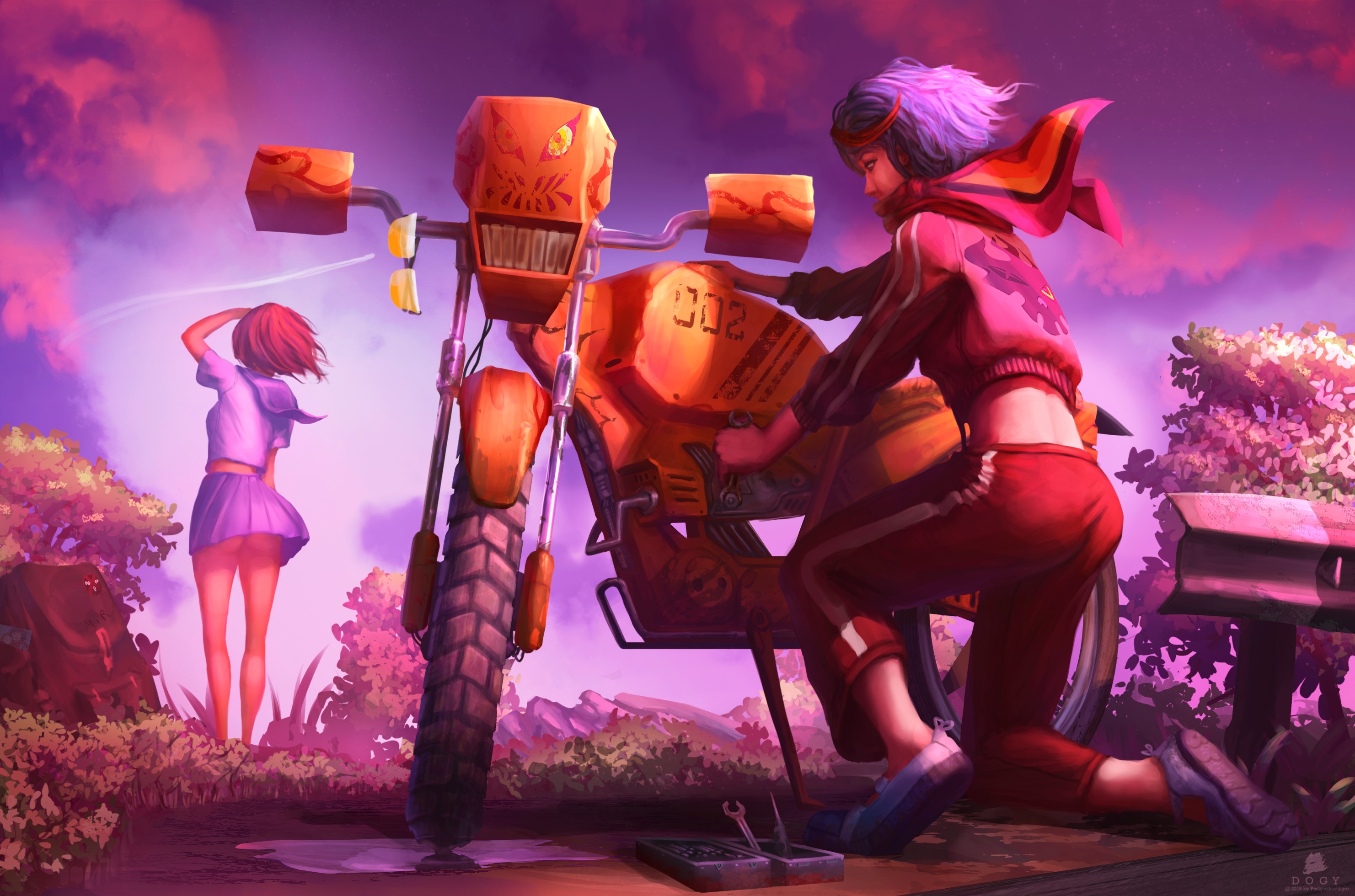 anime, artist, artwork, digital art, hd, deviantart, biker, HD Wallpaper