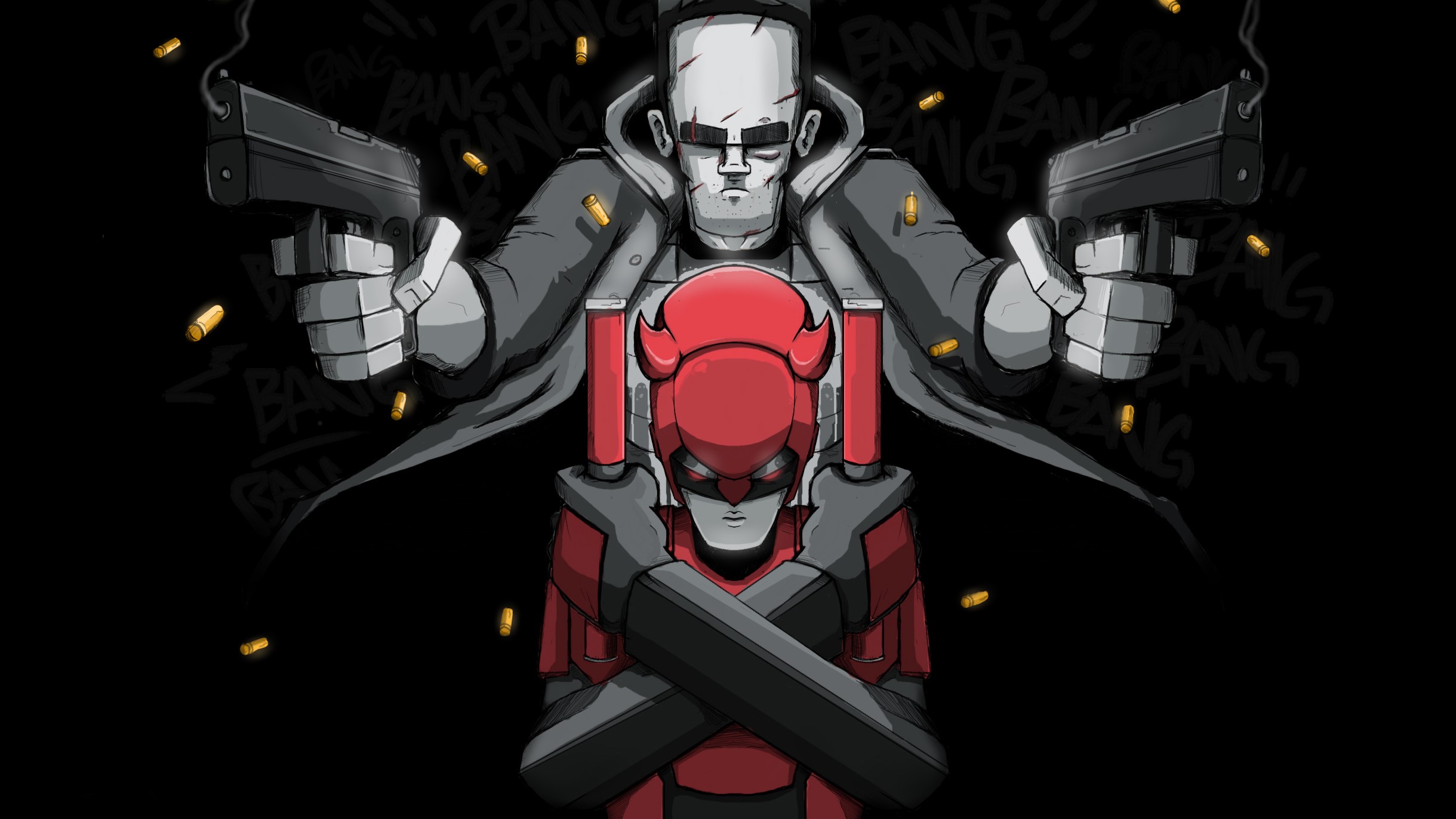 daredevil, hd, superheroes, artwork, behance, punisher, HD Wallpaper