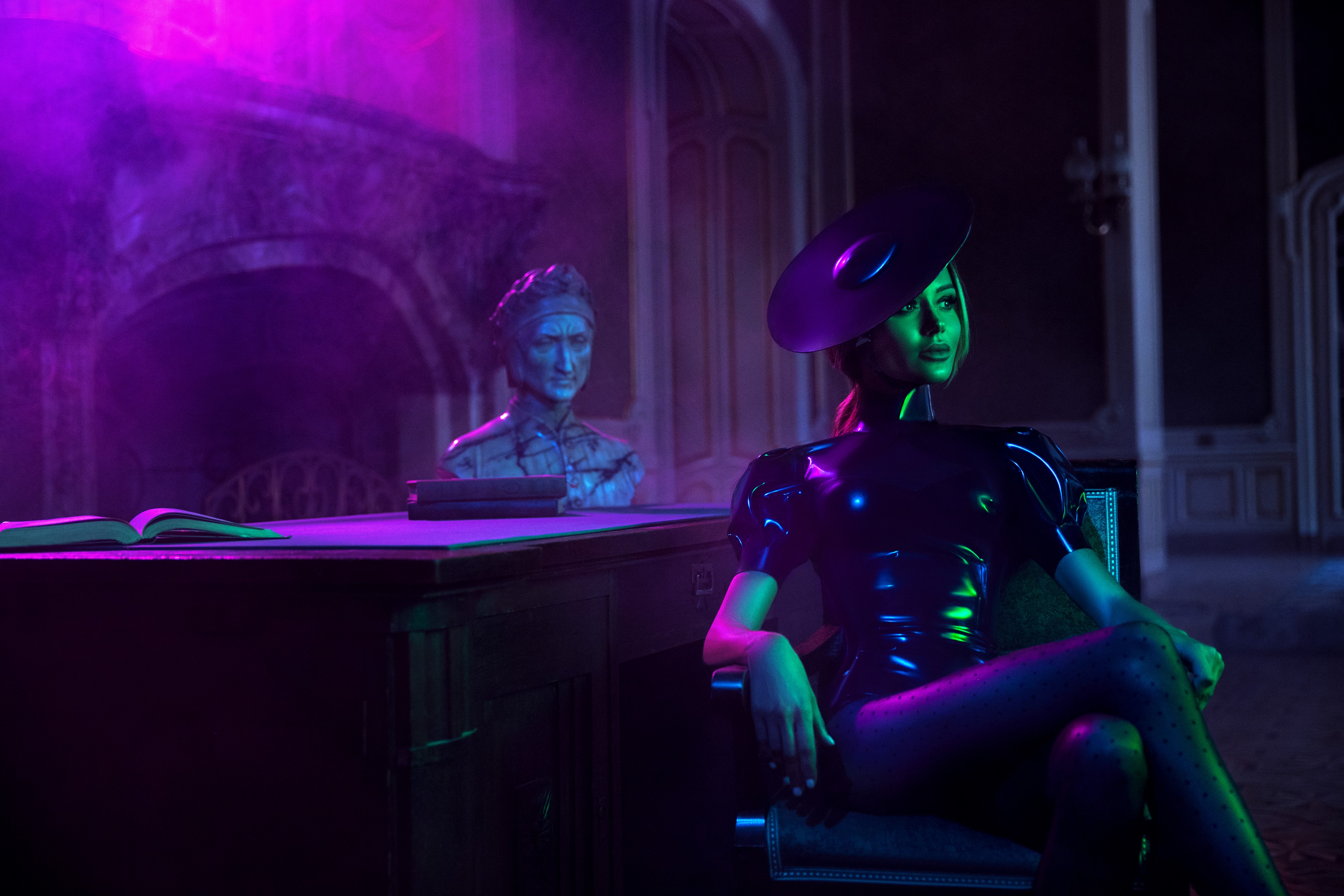 cyberpunk, girls, model, hd, 4k, behance, HD Wallpaper