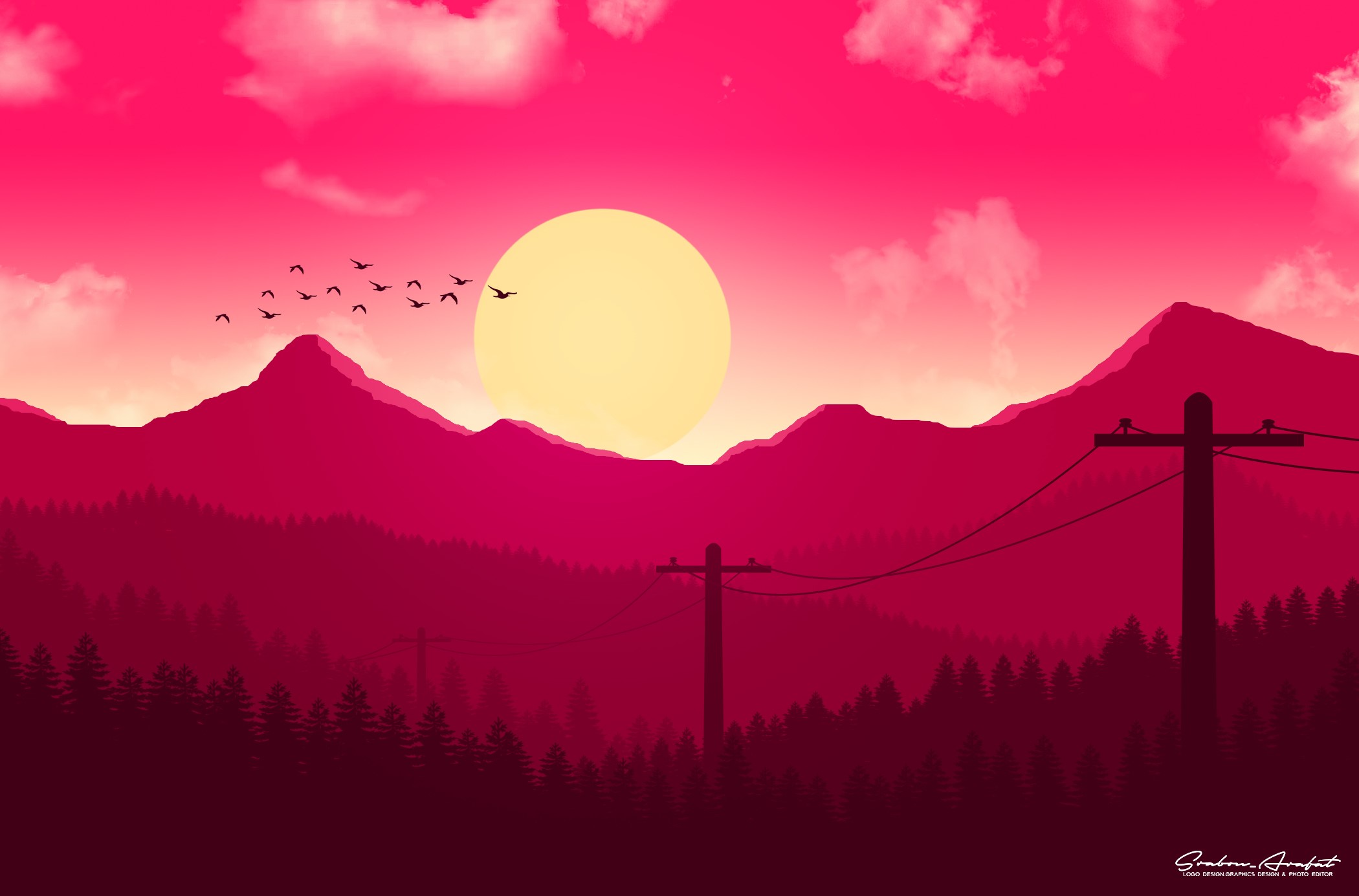 forest, minimalism, minimalist, artist, artwork, digital art, hd, HD Wallpaper