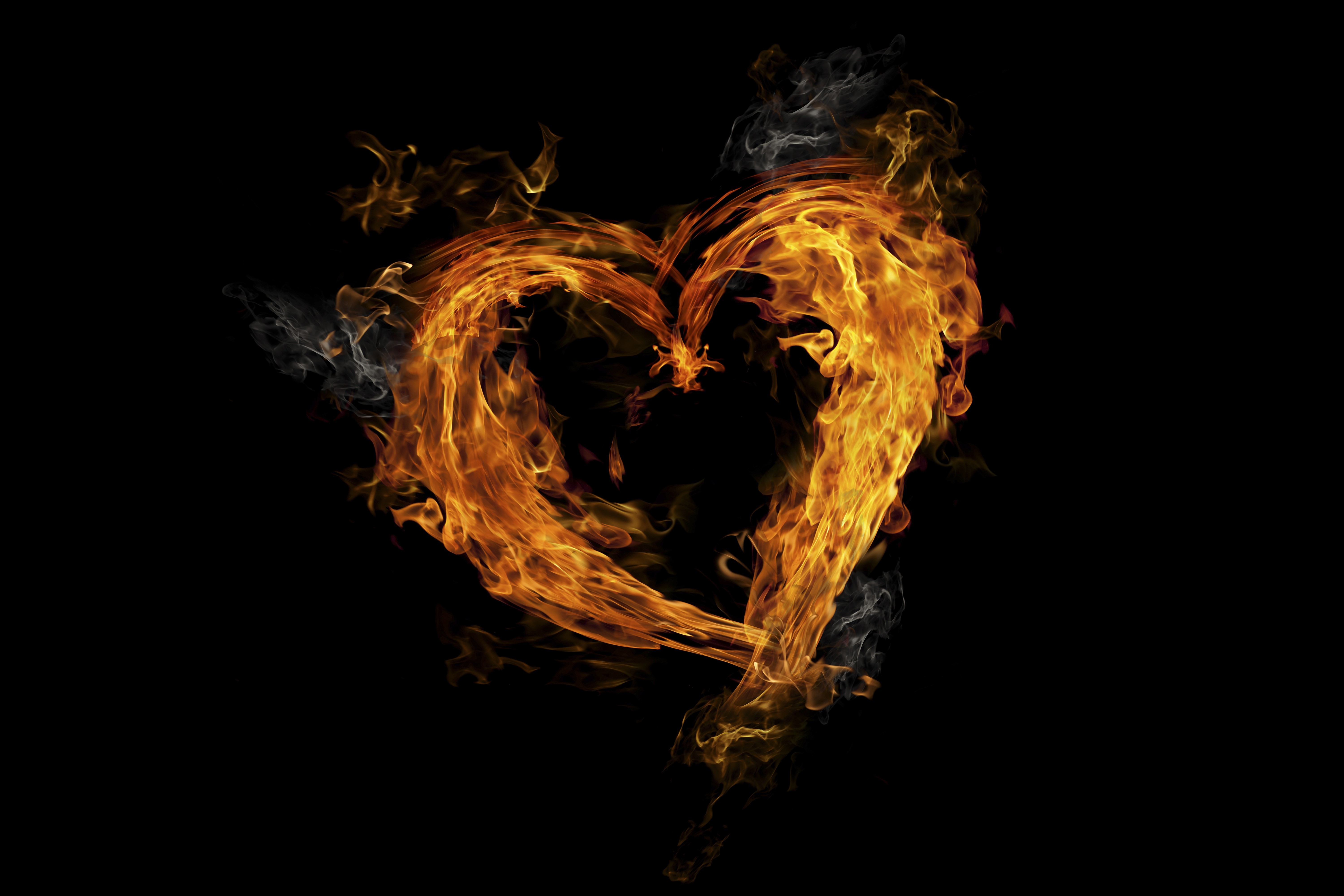 love, heart, hd, 4k, 5k, flame, HD Wallpaper