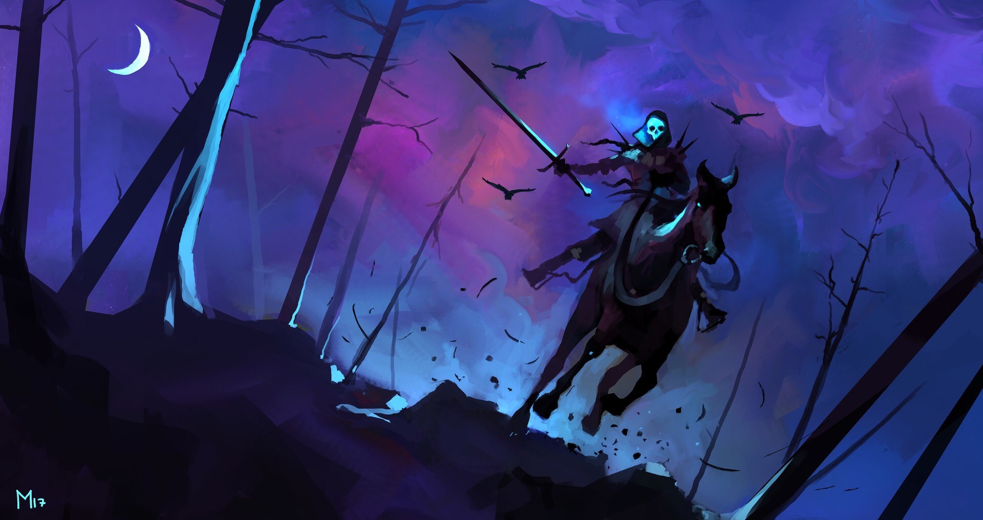 skull, night, artist, artwork, digital art, behance, hd, HD Wallpaper