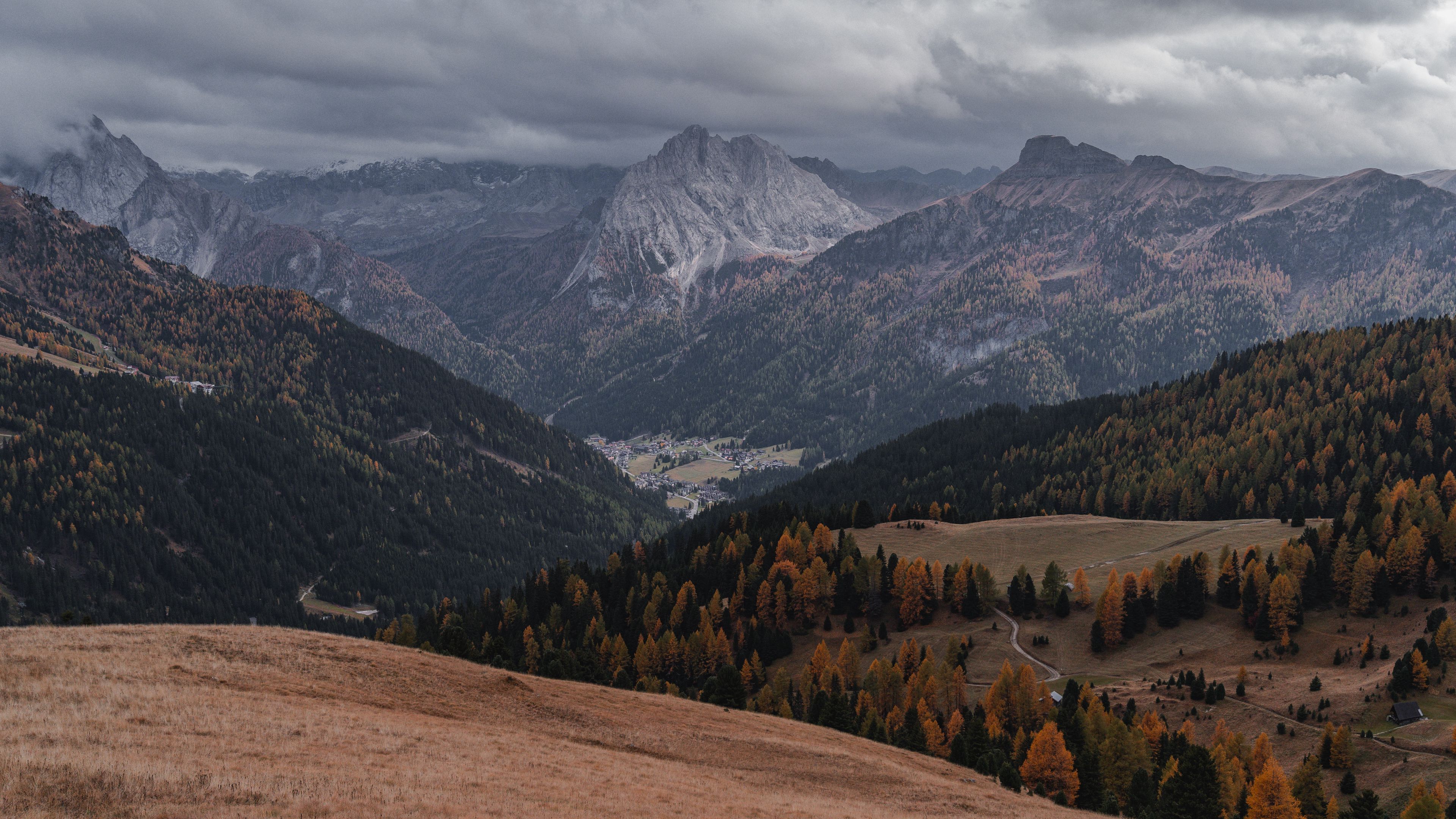 mountains, mountain range, slopes, forest, landscape, 4k, HD Wallpaper