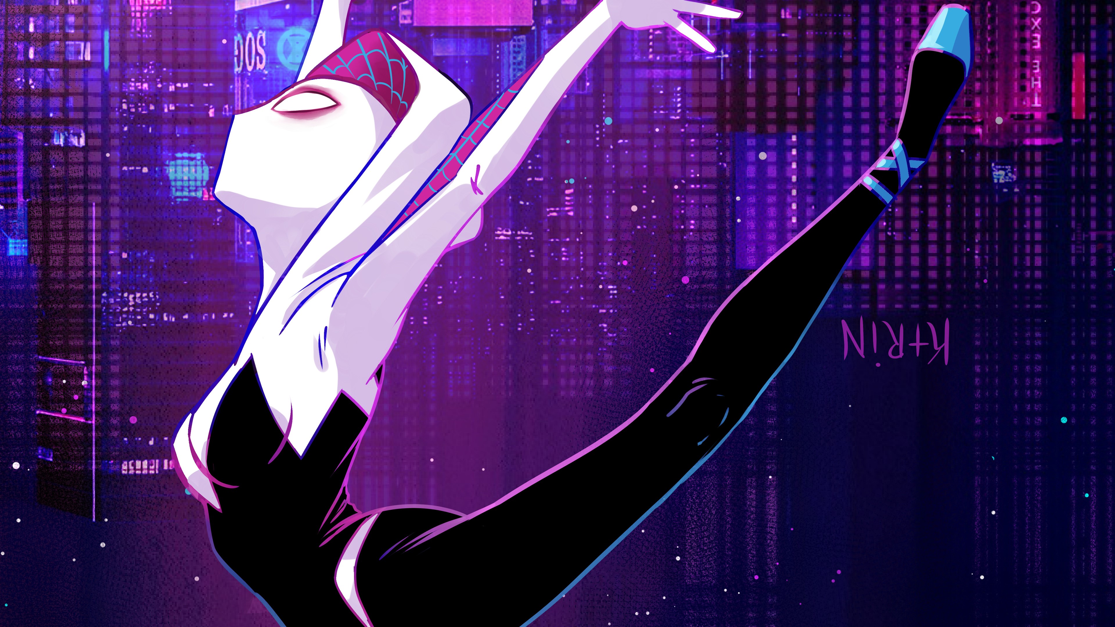 spiderman into the spider verse, gwen stacy, 4k, superheroes, animated movies, hd, artwork, artist, digital art, behance, HD Wallpaper