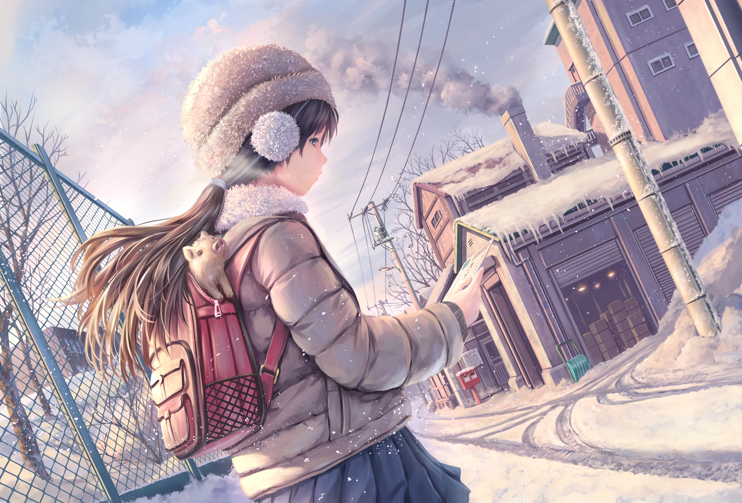 anime girl, brunette, anime, artist, artwork, digital art, hd, HD Wallpaper